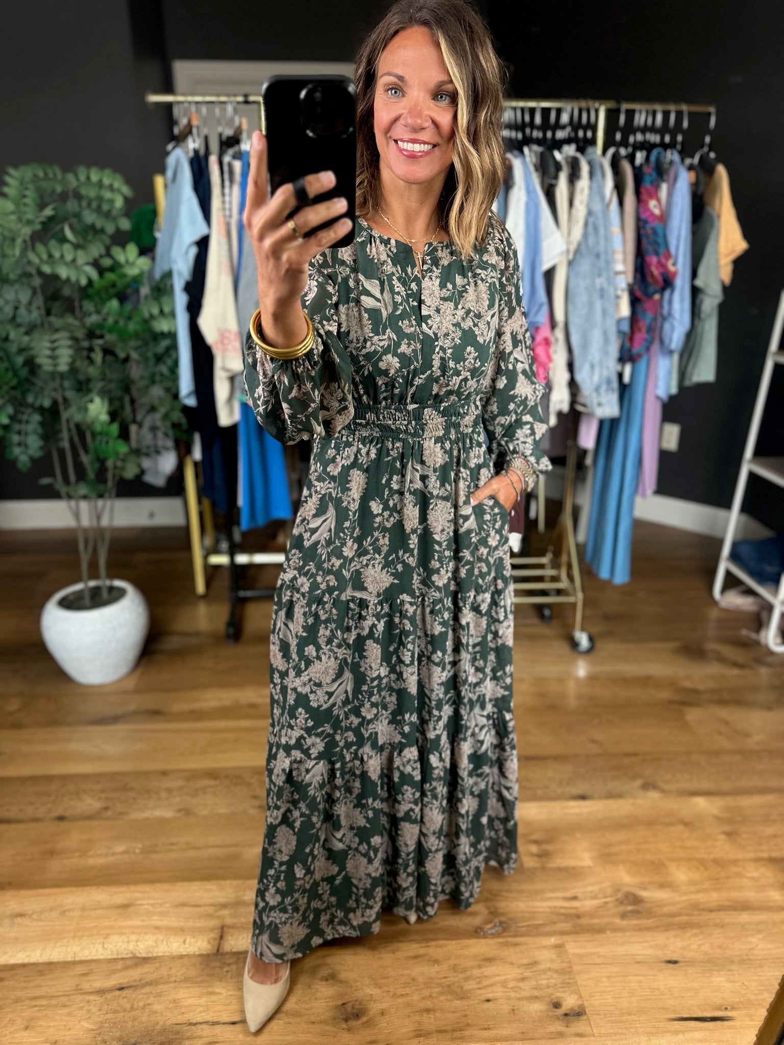 Fall Decisions Floral Dress-Dresses-She & Sky-Anna Kaytes Boutique, Women's Fashion Boutique in Grinnell, Iowa