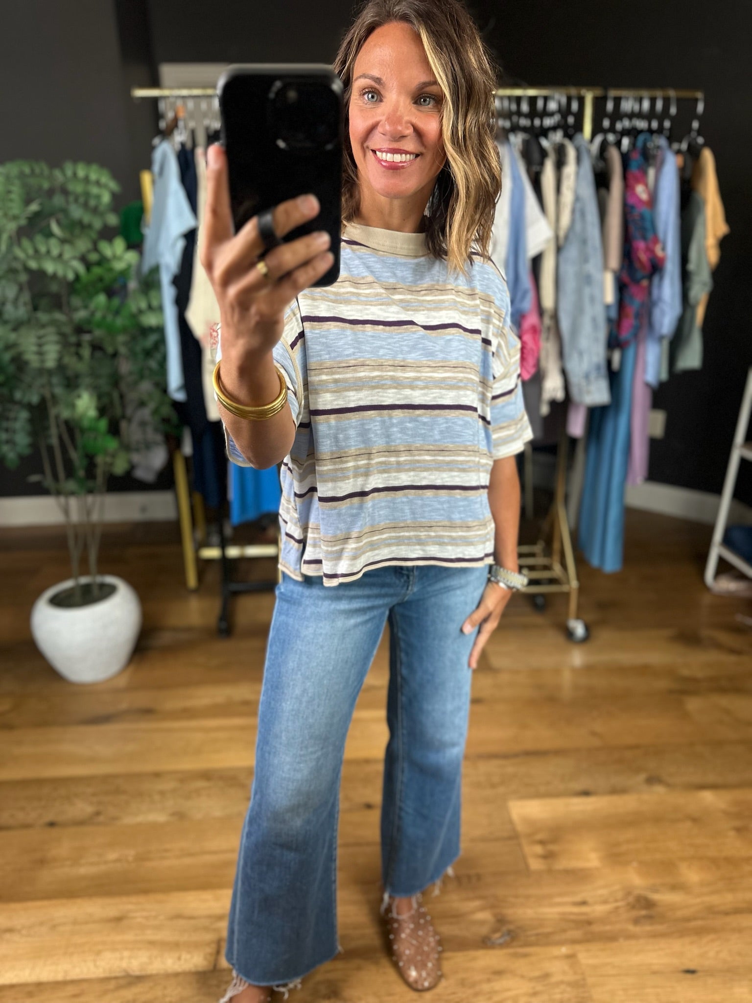 Keep You Humble Striped Top-Short Sleeves-ee:some-Anna Kaytes Boutique, Women's Fashion Boutique in Grinnell, Iowa