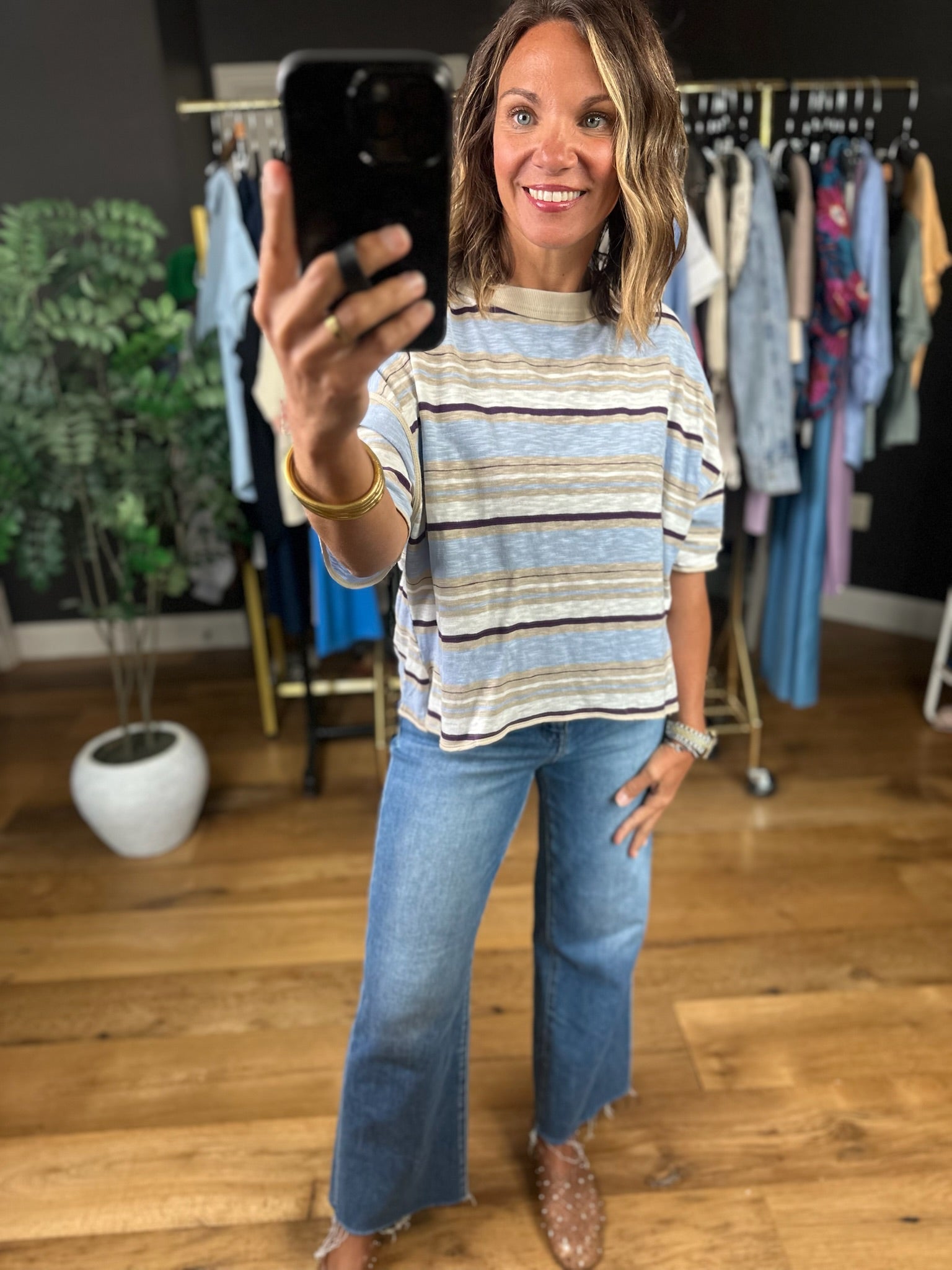 Keep You Humble Striped Top-Short Sleeves-ee:some-Anna Kaytes Boutique, Women's Fashion Boutique in Grinnell, Iowa