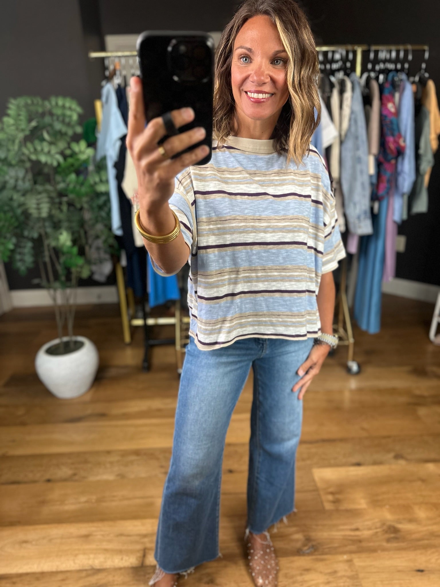 Keep You Humble Striped Top-Short Sleeves-ee:some-Anna Kaytes Boutique, Women's Fashion Boutique in Grinnell, Iowa