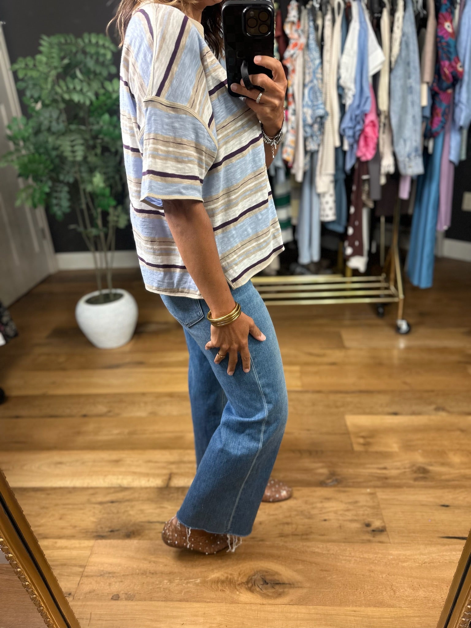 Keep You Humble Striped Top-Short Sleeves-ee:some-Anna Kaytes Boutique, Women's Fashion Boutique in Grinnell, Iowa
