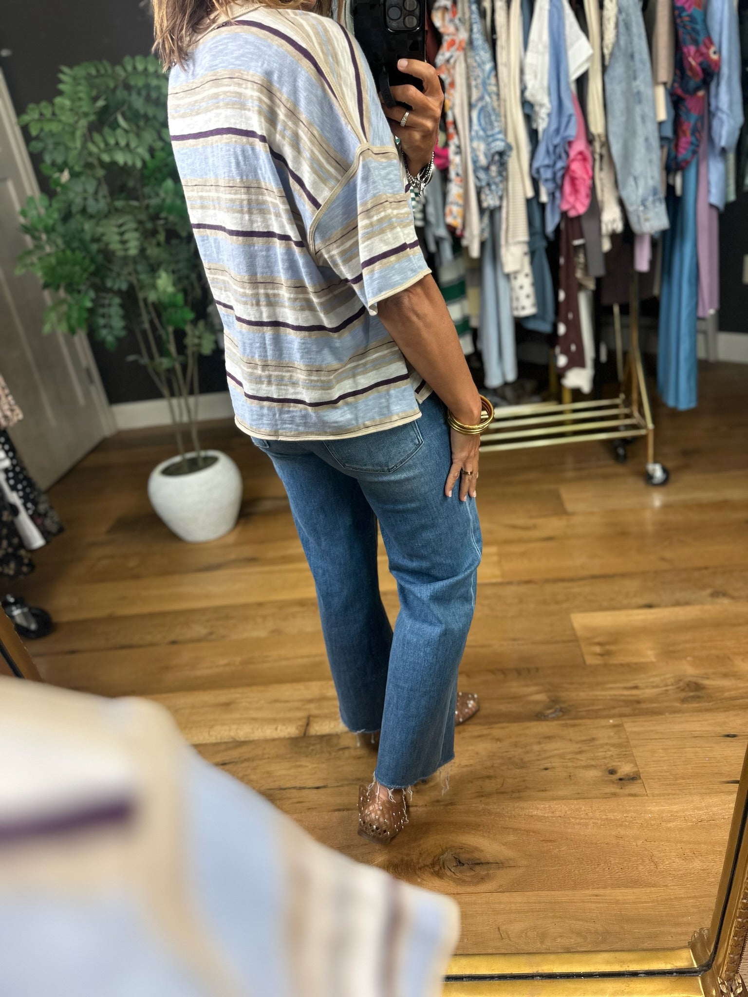 Keep You Humble Striped Top-Short Sleeves-ee:some-Anna Kaytes Boutique, Women's Fashion Boutique in Grinnell, Iowa