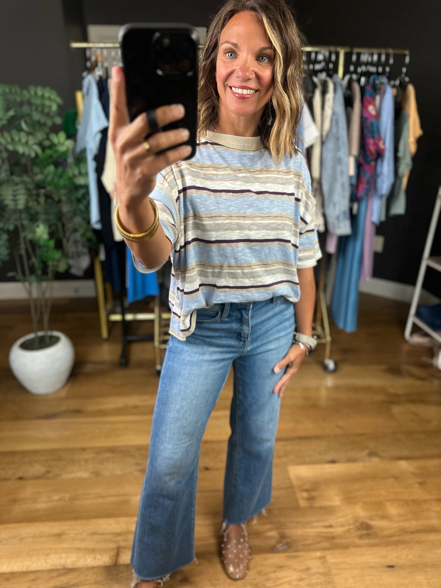 Keep You Humble Striped Top-Short Sleeves-ee:some-Anna Kaytes Boutique, Women's Fashion Boutique in Grinnell, Iowa