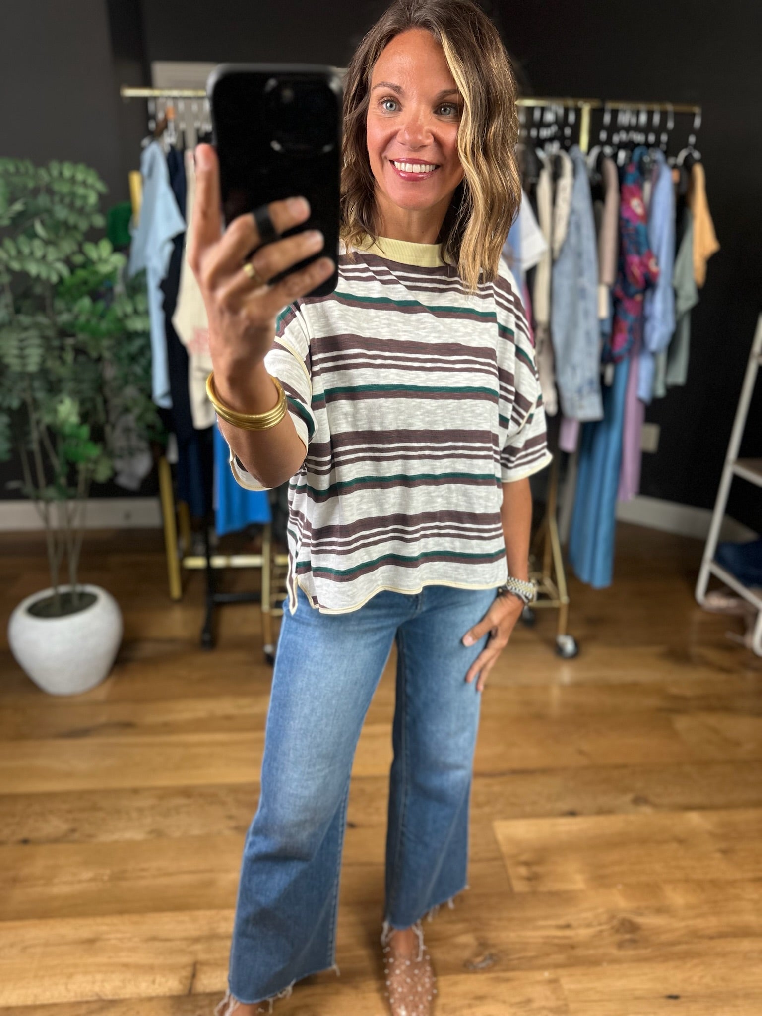 Keep You Humble Striped Top-Short Sleeves-ee:some-Anna Kaytes Boutique, Women's Fashion Boutique in Grinnell, Iowa