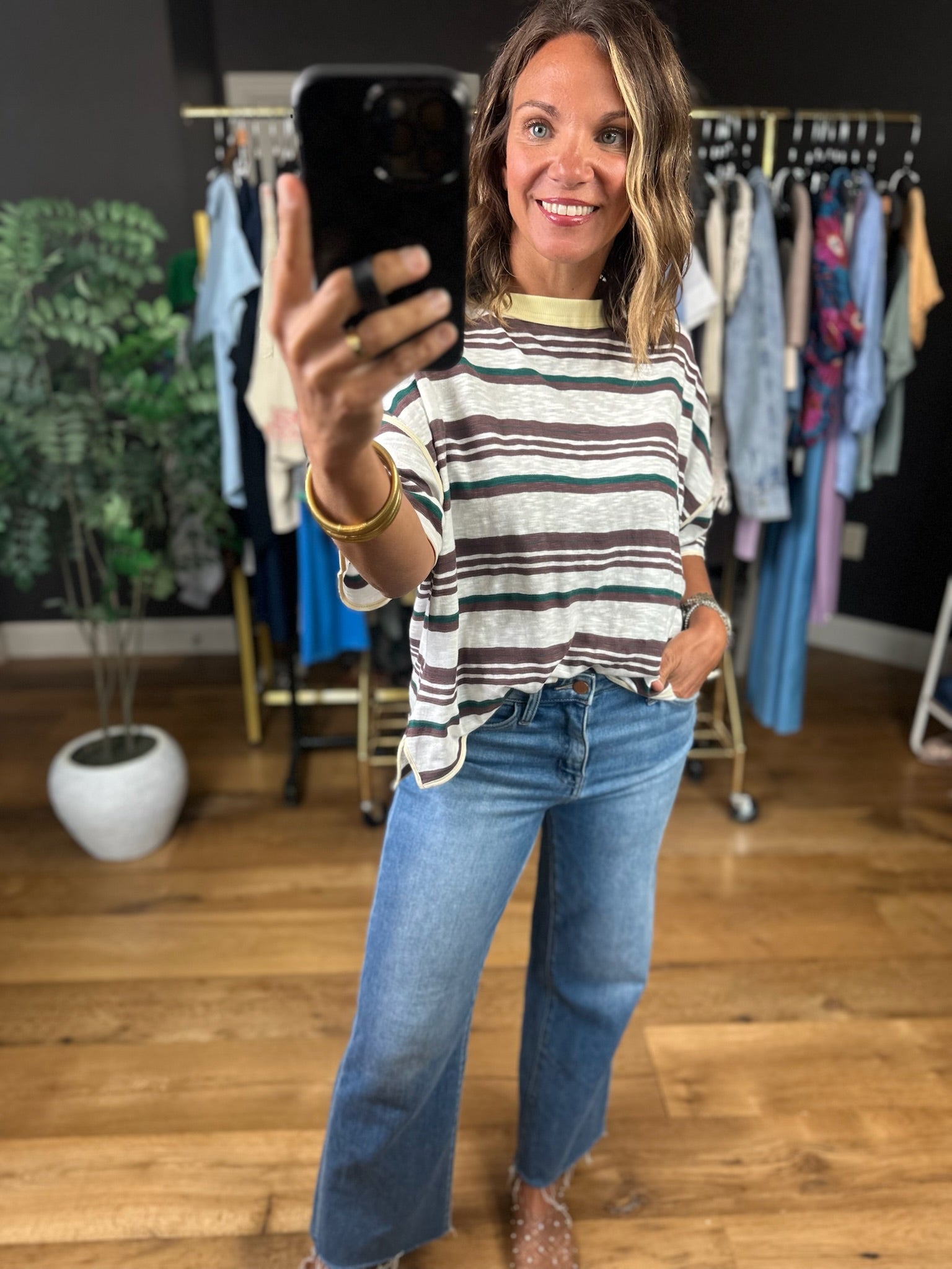 Keep You Humble Striped Top-Short Sleeves-ee:some-Anna Kaytes Boutique, Women's Fashion Boutique in Grinnell, Iowa