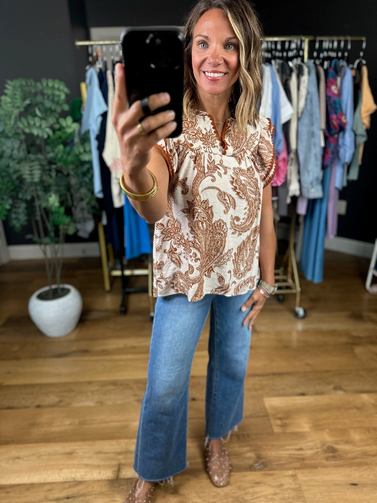 Feelings For You Flutter-Sleeve Top-Short Sleeves-She & Sky-Anna Kaytes Boutique, Women's Fashion Boutique in Grinnell, Iowa