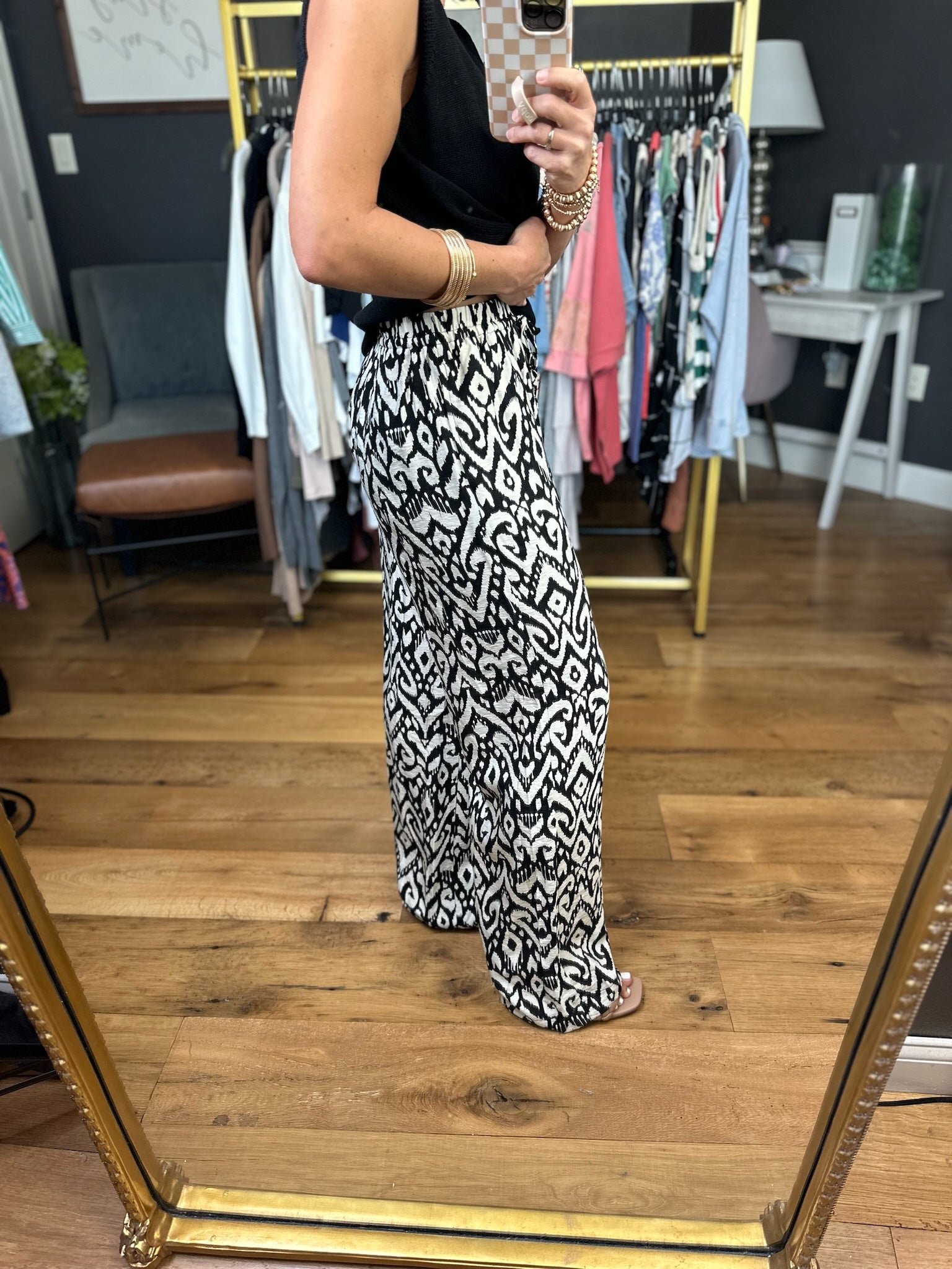 All The Possibilities Patterned Wide-Leg Pant - Black-Staccato-Anna Kaytes Boutique, Women's Fashion Boutique in Grinnell, Iowa