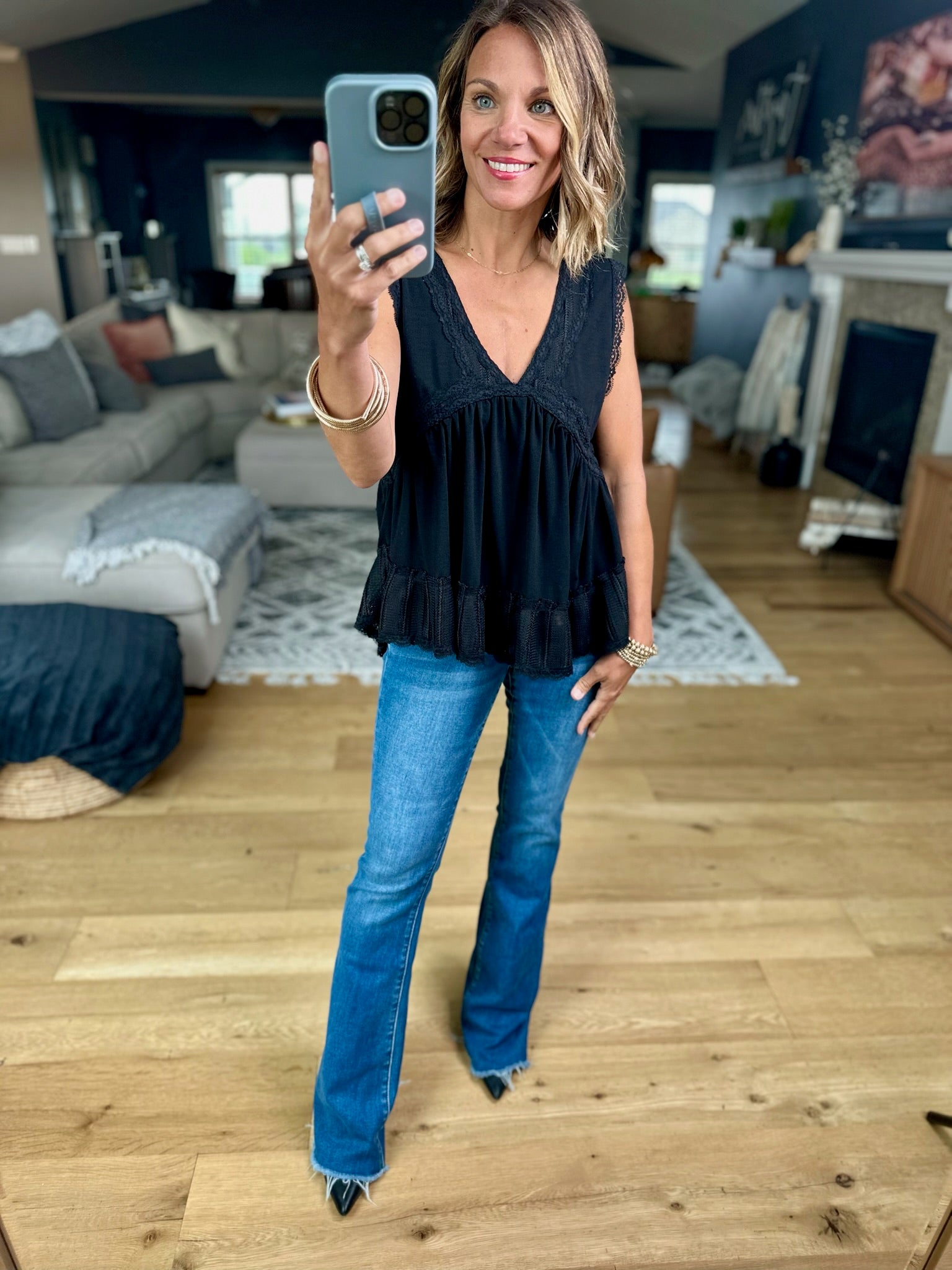 Now Is The Time Lace-Trim Top-POL YKt813-Anna Kaytes Boutique, Women's Fashion Boutique in Grinnell, Iowa