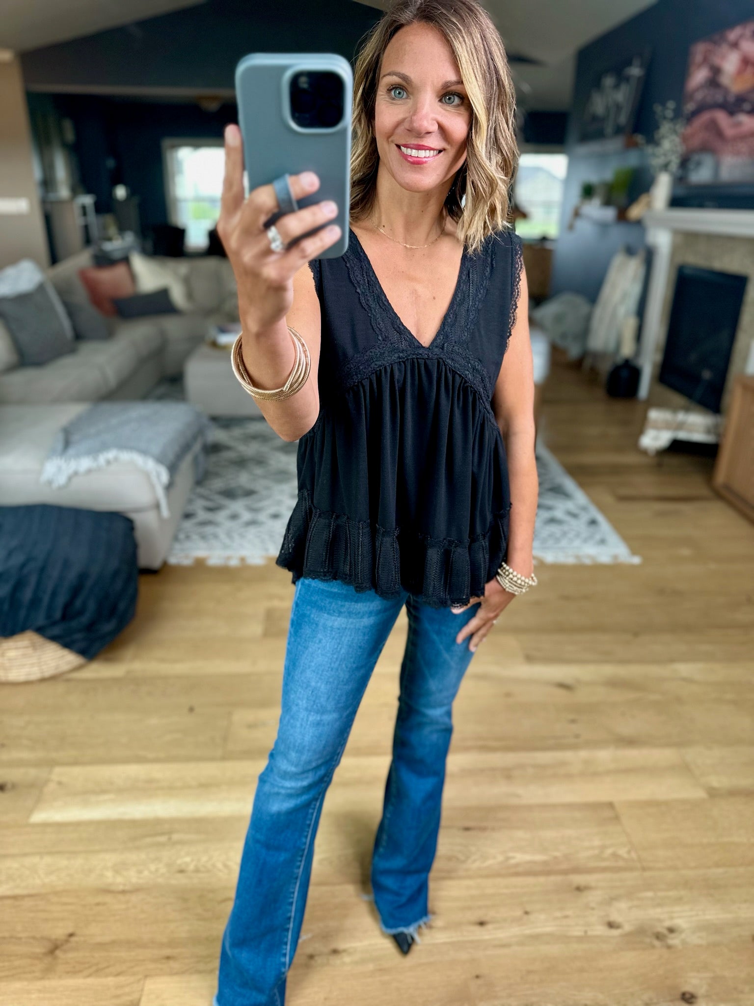 Now Is The Time Lace-Trim Top-POL YKt813-Anna Kaytes Boutique, Women's Fashion Boutique in Grinnell, Iowa