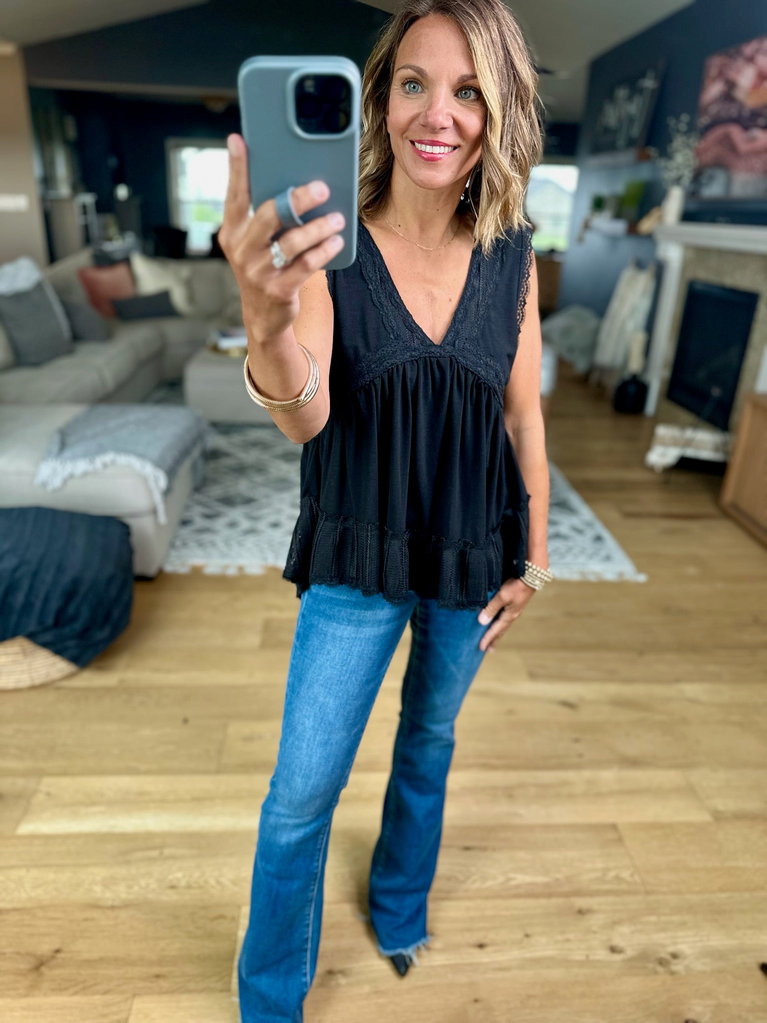 Now Is The Time Lace-Trim Top-POL YKt813-Anna Kaytes Boutique, Women's Fashion Boutique in Grinnell, Iowa