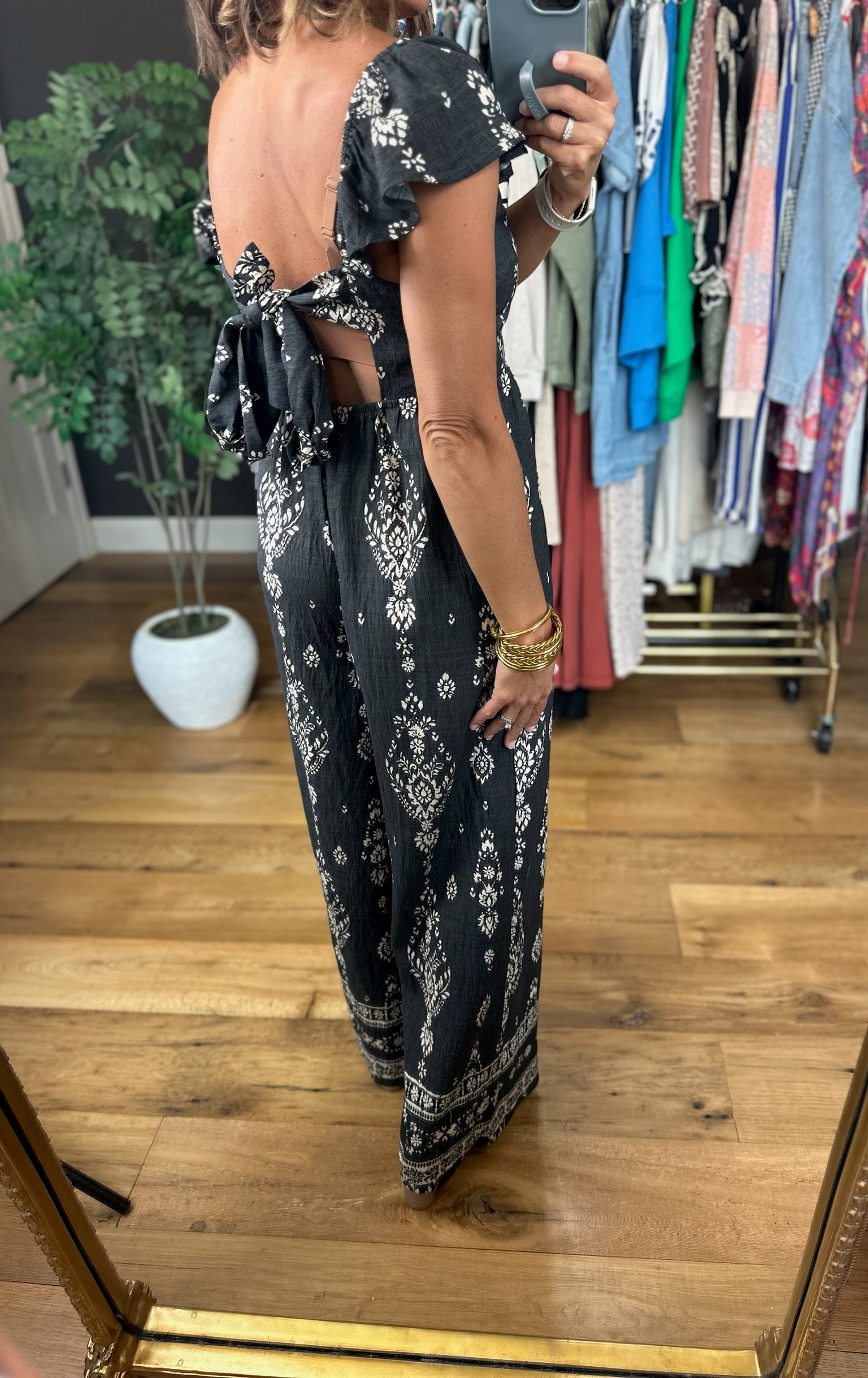 Over Again Patterned Jumpsuit-Jumpsuits-Very J-Anna Kaytes Boutique, Women's Fashion Boutique in Grinnell, Iowa