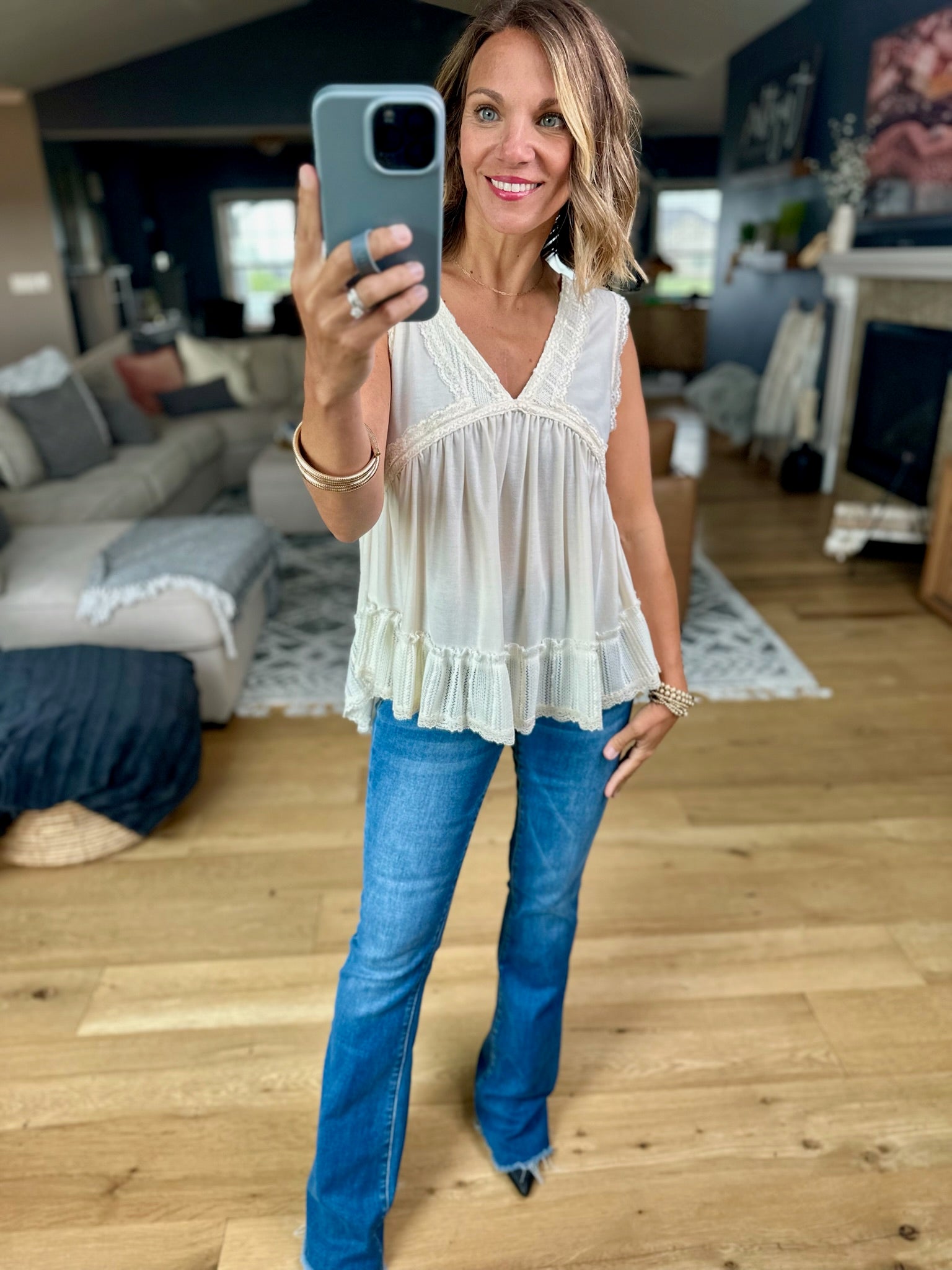 Now Is The Time Lace-Trim Top-POL YKt813-Anna Kaytes Boutique, Women's Fashion Boutique in Grinnell, Iowa