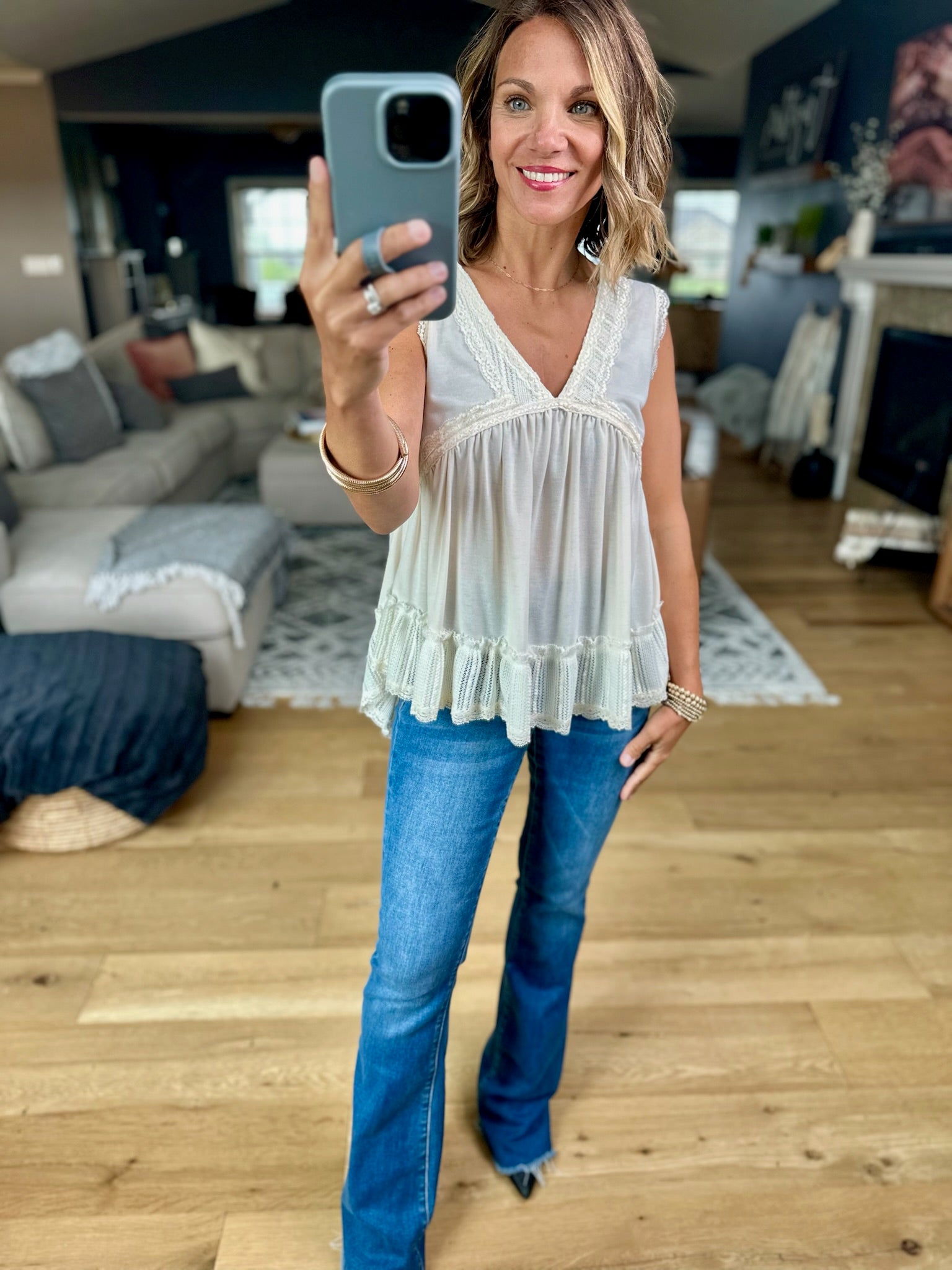 Now Is The Time Lace-Trim Top-POL YKt813-Anna Kaytes Boutique, Women's Fashion Boutique in Grinnell, Iowa