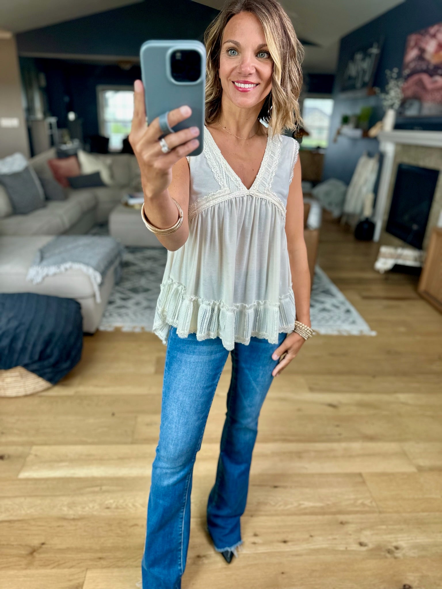 Now Is The Time Lace-Trim Top-POL YKt813-Anna Kaytes Boutique, Women's Fashion Boutique in Grinnell, Iowa