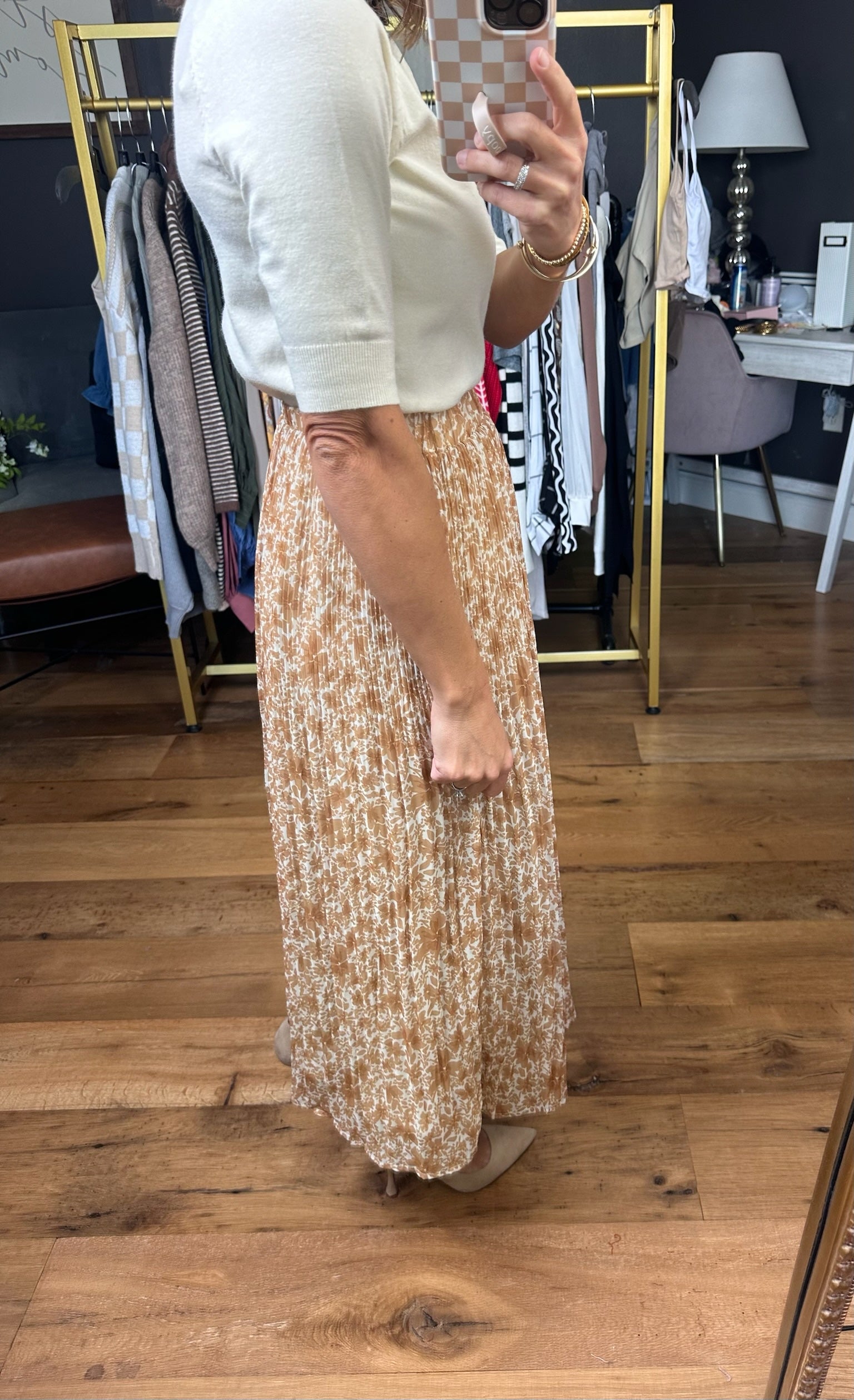 Get Away With It Floral Pleated Skirt - Amber-Wishlist-Anna Kaytes Boutique, Women's Fashion Boutique in Grinnell, Iowa