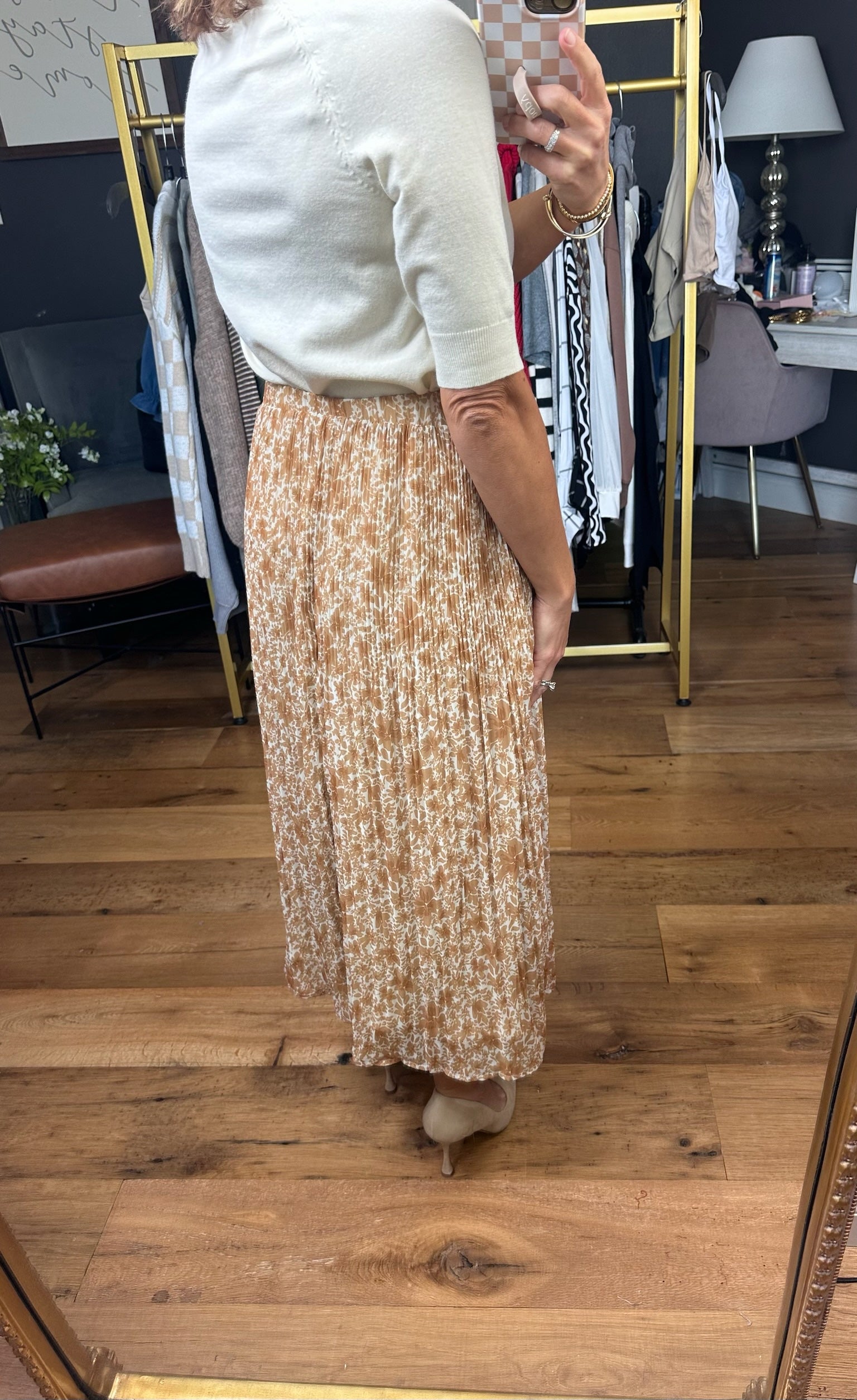 Get Away With It Floral Pleated Skirt - Amber-Wishlist-Anna Kaytes Boutique, Women's Fashion Boutique in Grinnell, Iowa