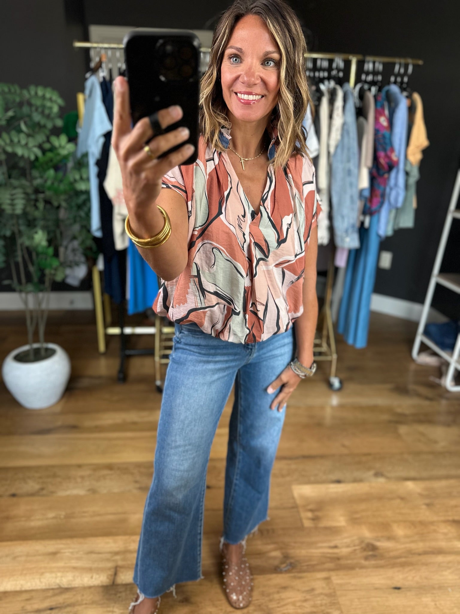 Heard You Right Patterned Top-Short Sleeves-THML-Anna Kaytes Boutique, Women's Fashion Boutique in Grinnell, Iowa