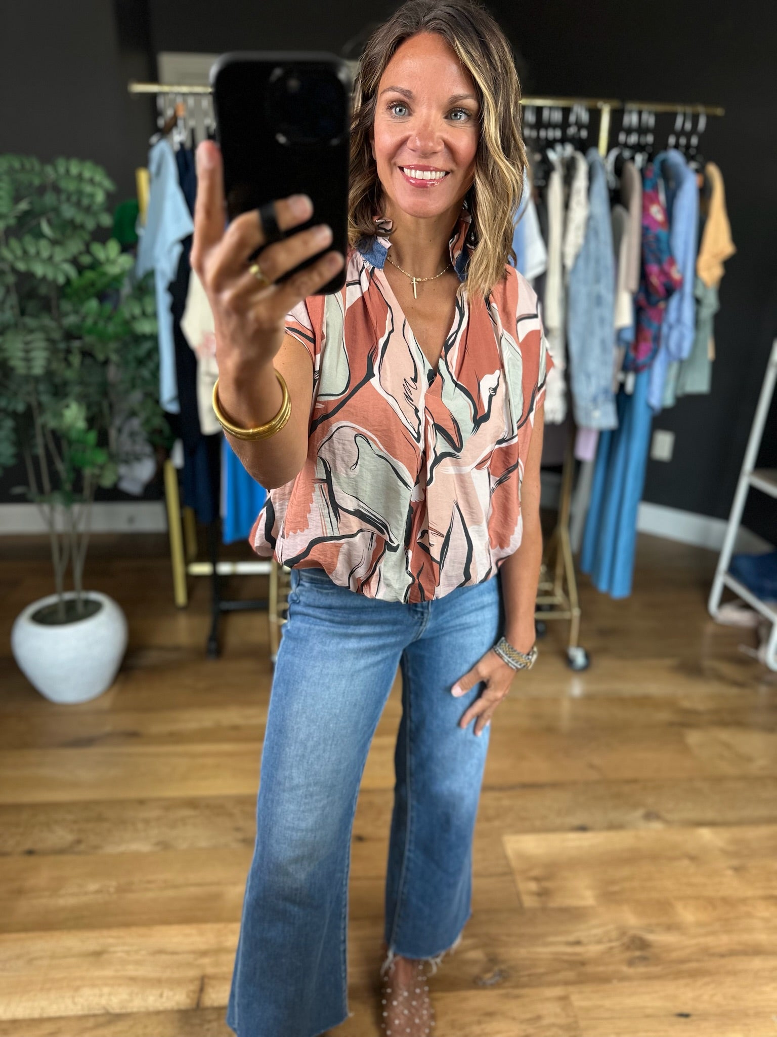 Heard You Right Patterned Top-Short Sleeves-THML-Anna Kaytes Boutique, Women's Fashion Boutique in Grinnell, Iowa
