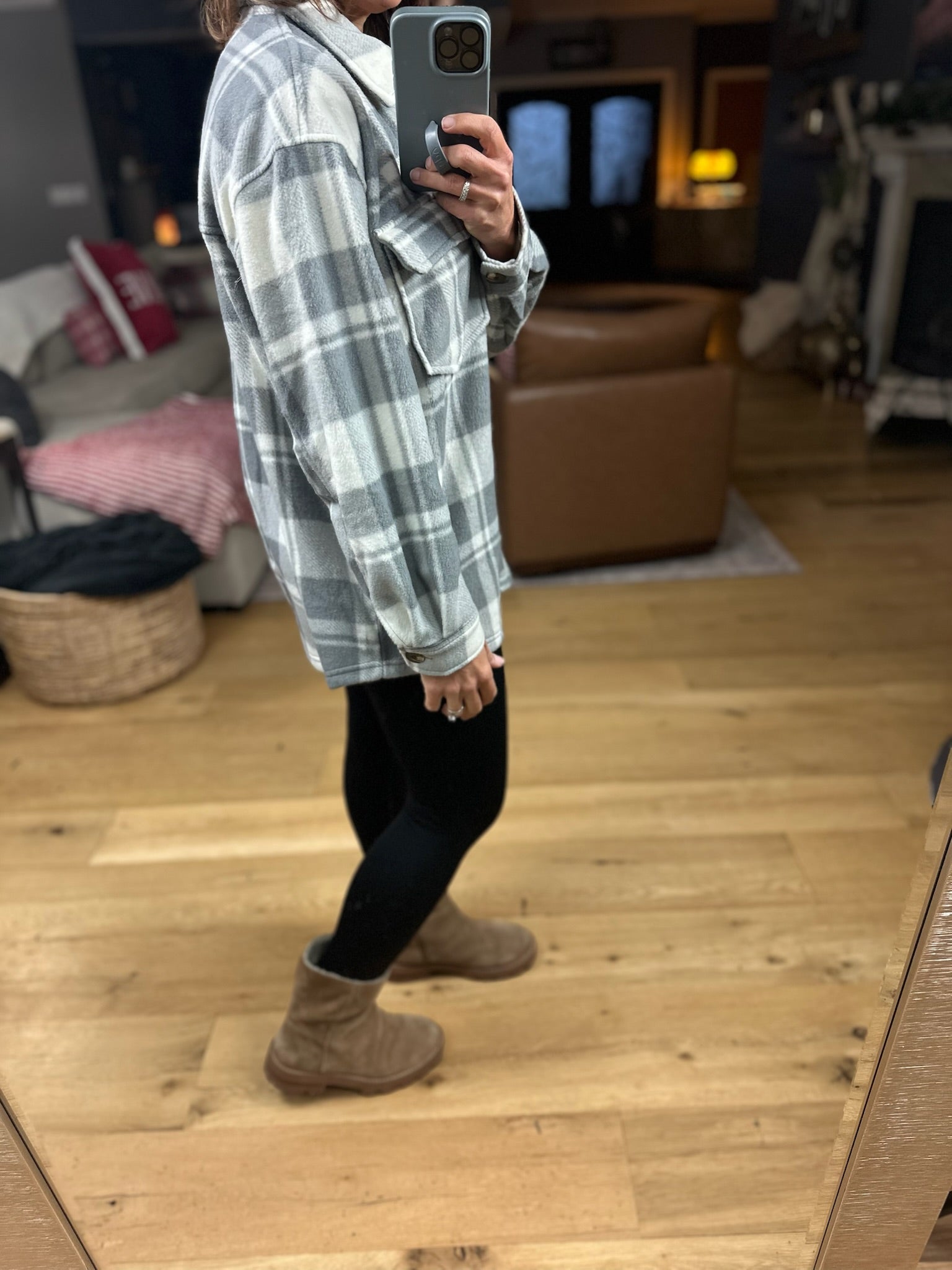 Pretty In Plaid Fleece Shacket-Sweaters-Active Basics-Anna Kaytes Boutique, Women's Fashion Boutique in Grinnell, Iowa