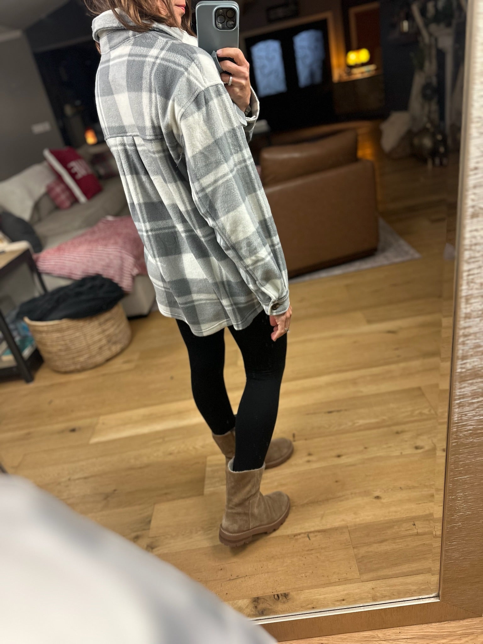 Pretty In Plaid Fleece Shacket-Sweaters-Active Basics-Anna Kaytes Boutique, Women's Fashion Boutique in Grinnell, Iowa