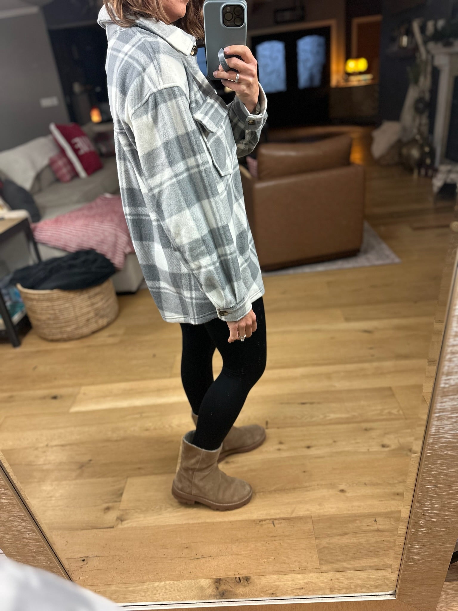 Pretty In Plaid Fleece Shacket-Sweaters-Active Basics-Anna Kaytes Boutique, Women's Fashion Boutique in Grinnell, Iowa