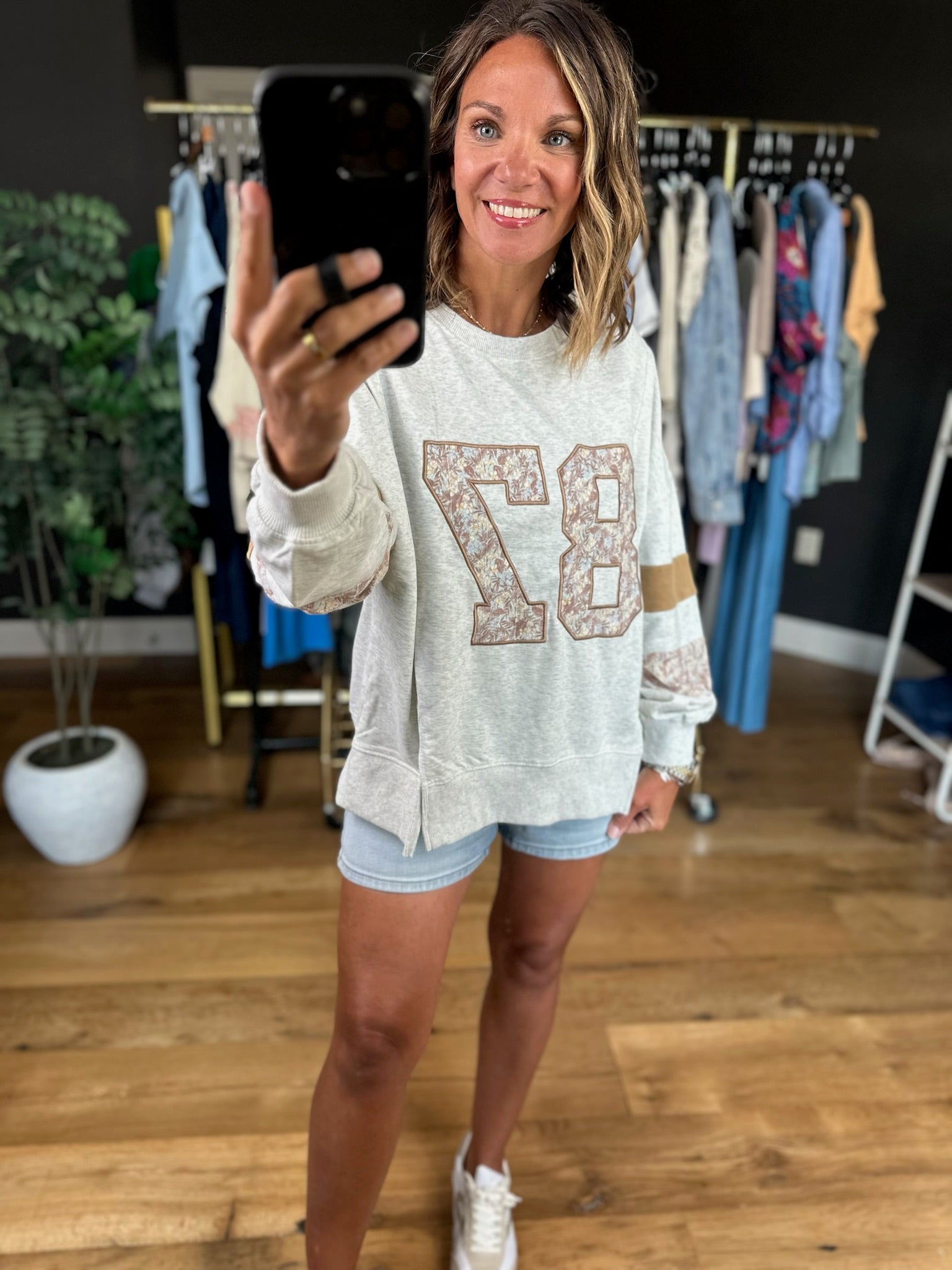 87 Varsity Contrast Crewneck-Sweaters-Easel-Anna Kaytes Boutique, Women's Fashion Boutique in Grinnell, Iowa
