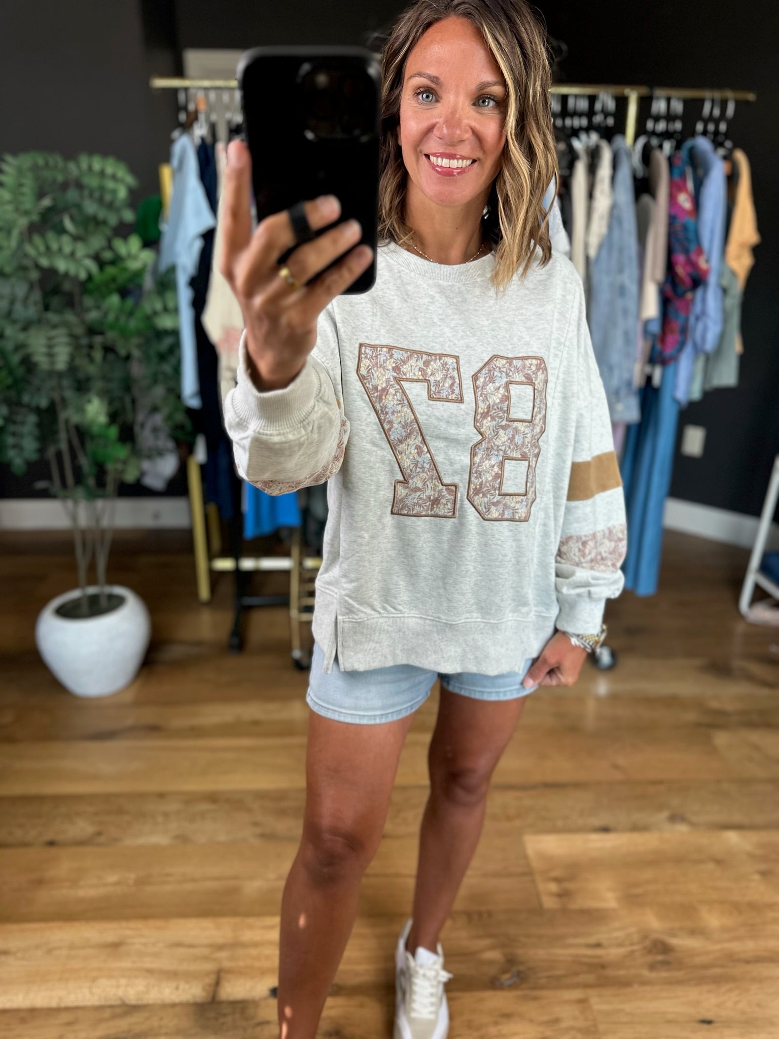 87 Varsity Contrast Crewneck-Sweaters-Easel-Anna Kaytes Boutique, Women's Fashion Boutique in Grinnell, Iowa