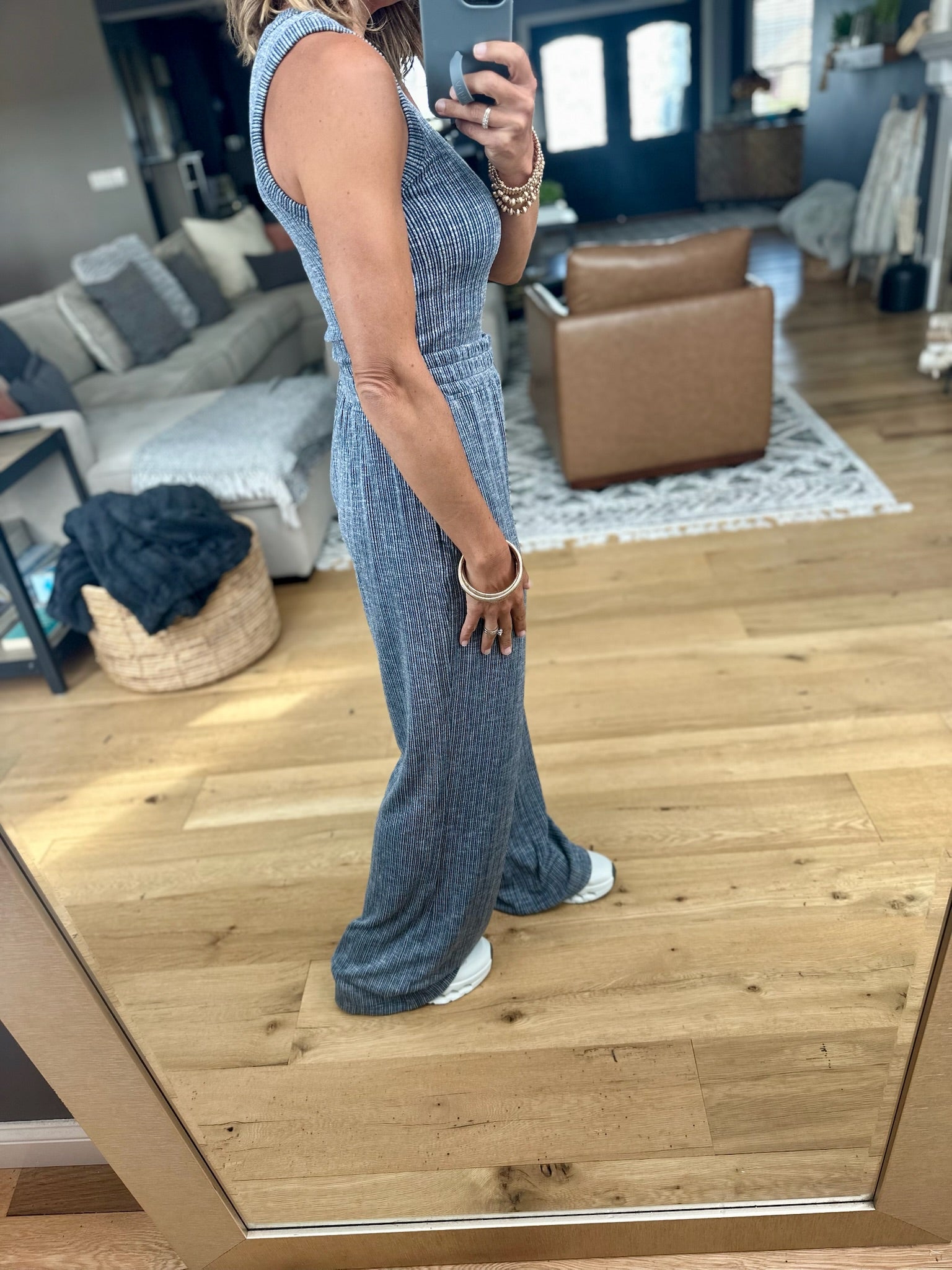 Heading Home Textured Wide Leg Pant + Tank Set-Thread & Supply-Anna Kaytes Boutique, Women's Fashion Boutique in Grinnell, Iowa