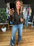 Kept In Line Floral Top-Long Sleeves-ee:some-Anna Kaytes Boutique, Women's Fashion Boutique in Grinnell, Iowa