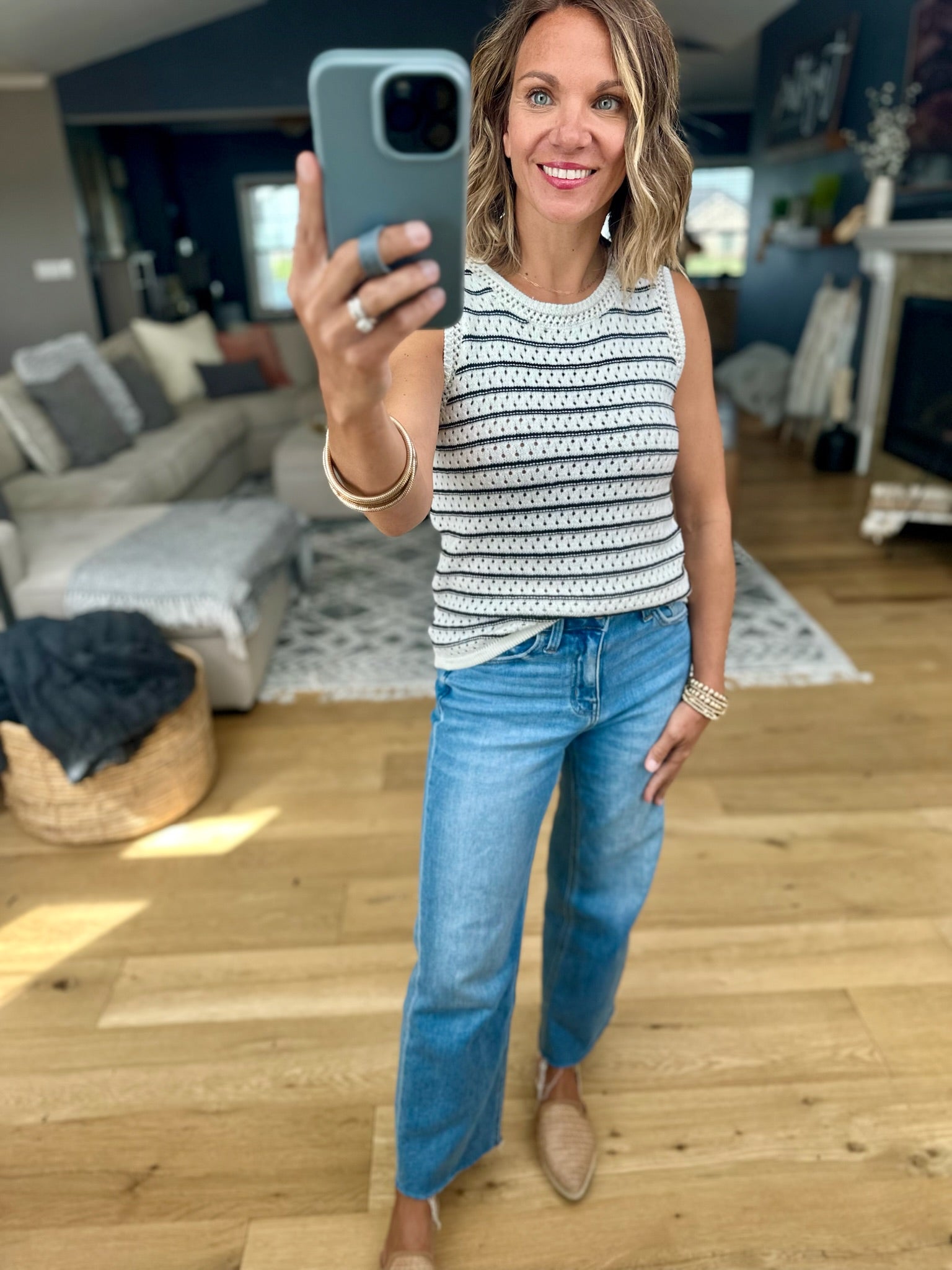 Intentional Style Striped Knit Top-sweaters-Be Cool-Anna Kaytes Boutique, Women's Fashion Boutique in Grinnell, Iowa