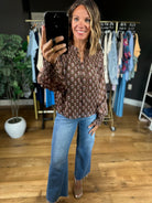 Kept In Line Floral Top-Long Sleeves-ee:some-Anna Kaytes Boutique, Women's Fashion Boutique in Grinnell, Iowa