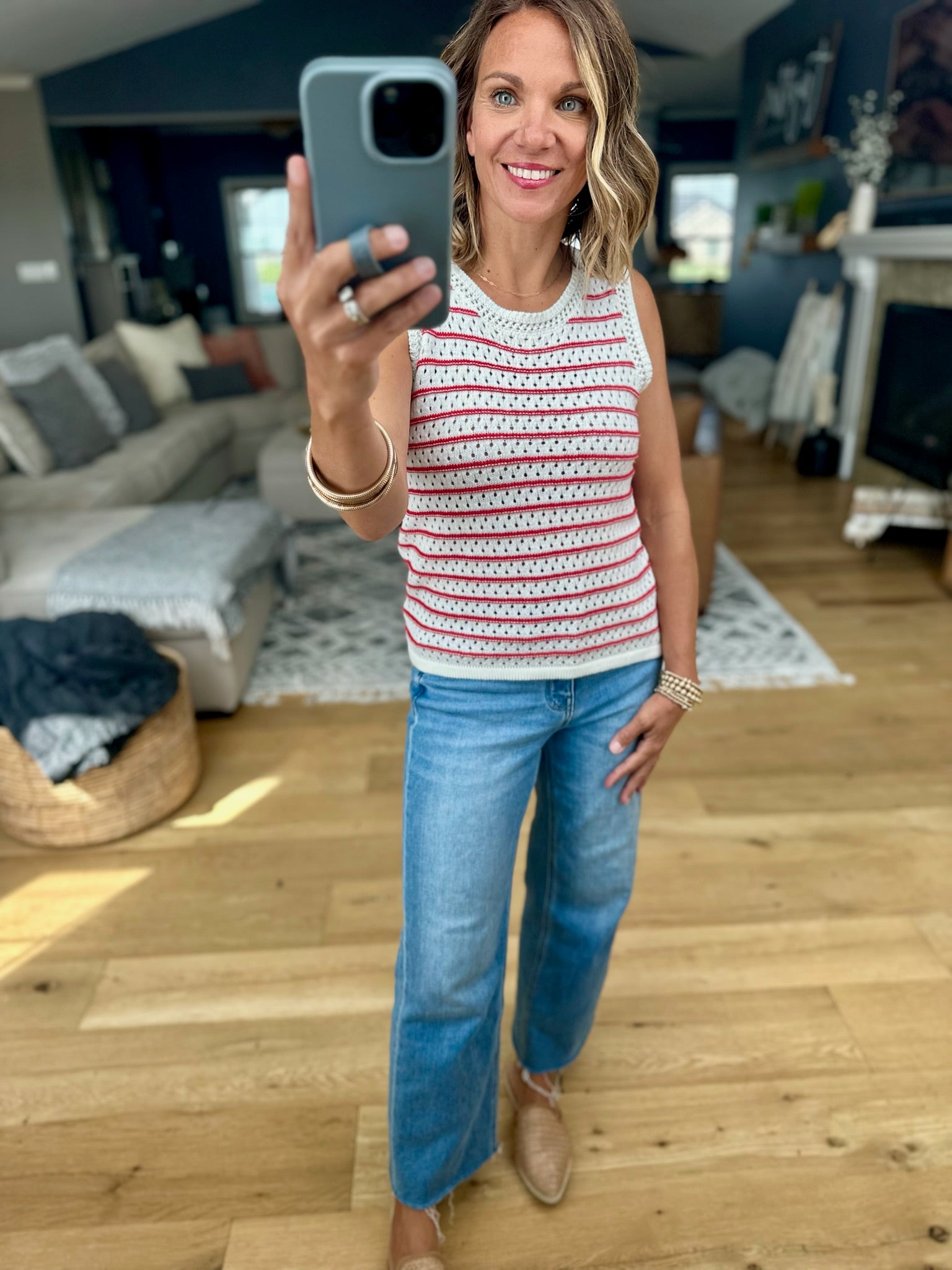 Intentional Style Striped Knit Top-sweaters-Be Cool-Anna Kaytes Boutique, Women's Fashion Boutique in Grinnell, Iowa