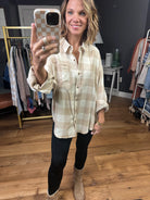 Fall Morning Plaid Button-Down Top - Taupe/Natural-Wishlist-Anna Kaytes Boutique, Women's Fashion Boutique in Grinnell, Iowa