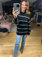 Up To You Striped Crew Sweater-Sweaters-Zenana-Anna Kaytes Boutique, Women's Fashion Boutique in Grinnell, Iowa
