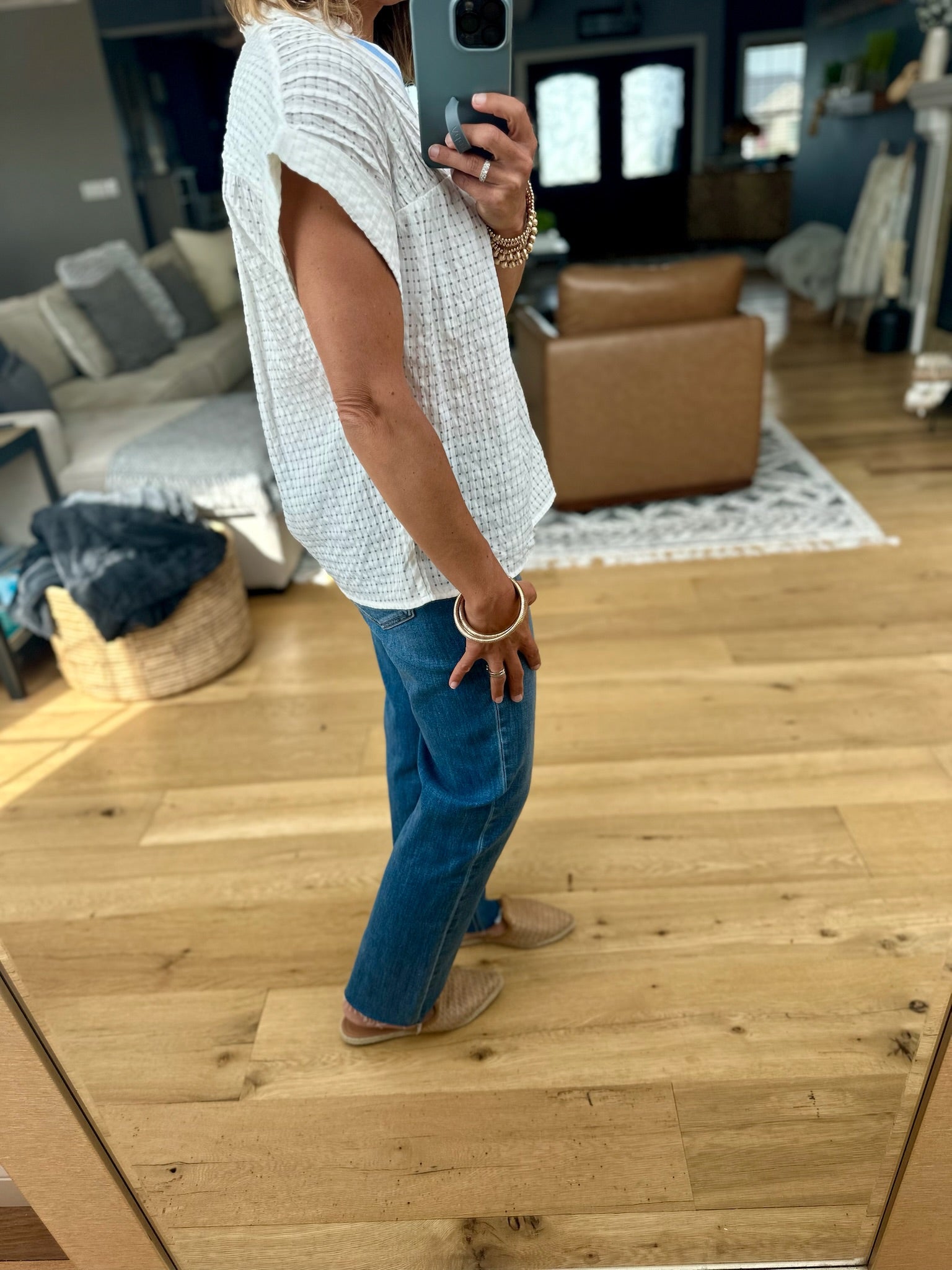 Join In V-Neck Eyelet Top-THML-Anna Kaytes Boutique, Women's Fashion Boutique in Grinnell, Iowa