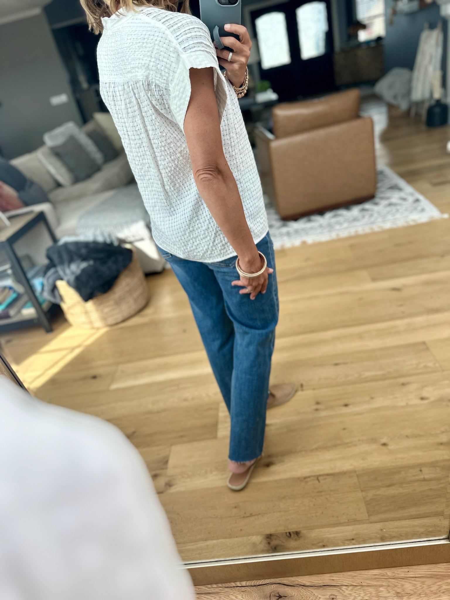 Join In V-Neck Eyelet Top-THML-Anna Kaytes Boutique, Women's Fashion Boutique in Grinnell, Iowa