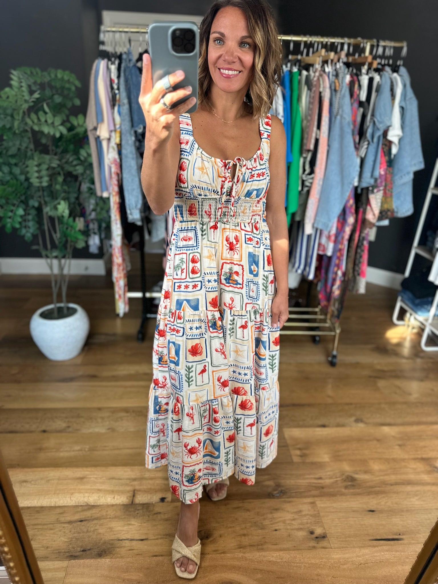 On The Shore Patterned Dress-Dresses-Blu Pepper-Anna Kaytes Boutique, Women's Fashion Boutique in Grinnell, Iowa