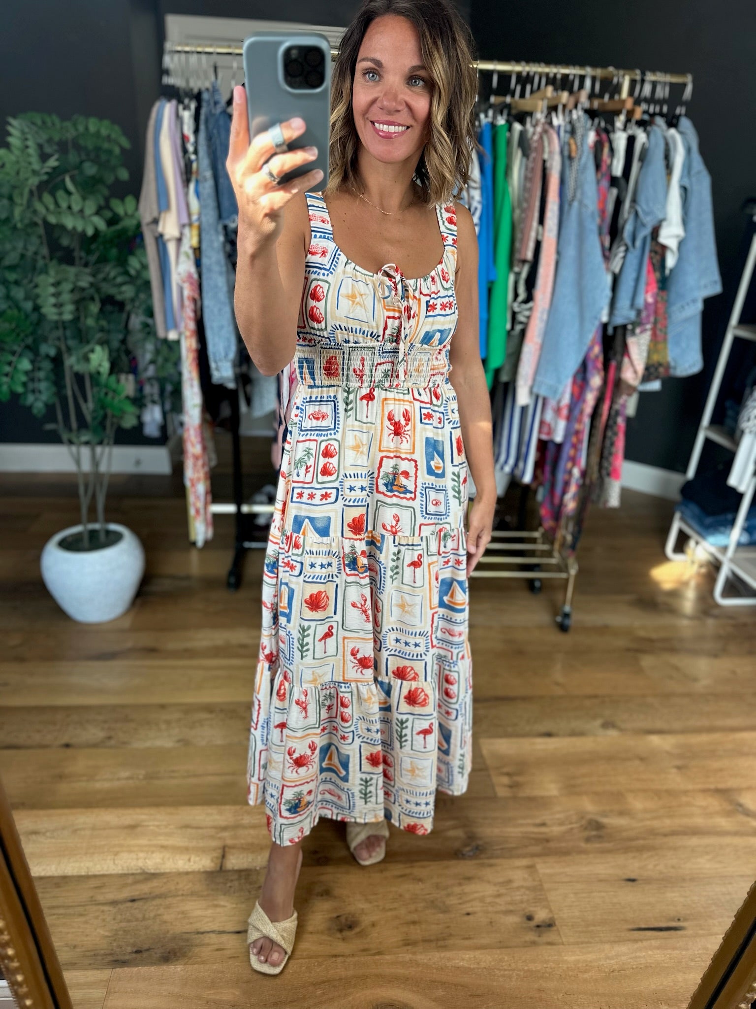 On The Shore Patterned Dress-Dresses-Blu Pepper-Anna Kaytes Boutique, Women's Fashion Boutique in Grinnell, Iowa