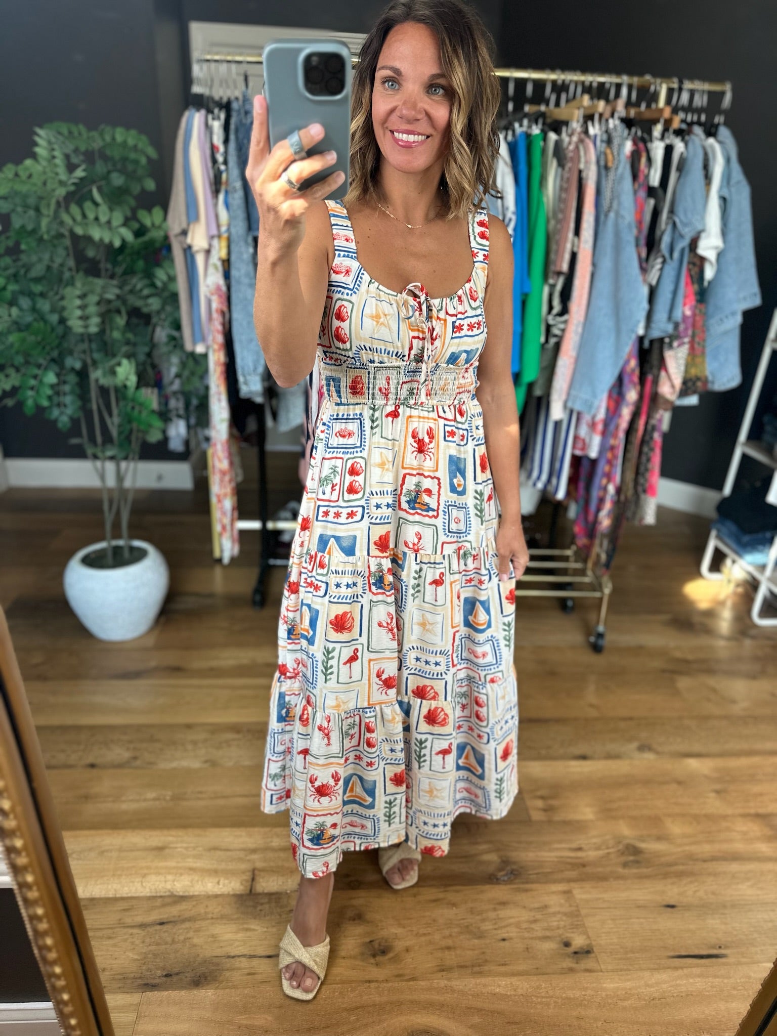 On The Shore Patterned Dress-Dresses-Blu Pepper-Anna Kaytes Boutique, Women's Fashion Boutique in Grinnell, Iowa