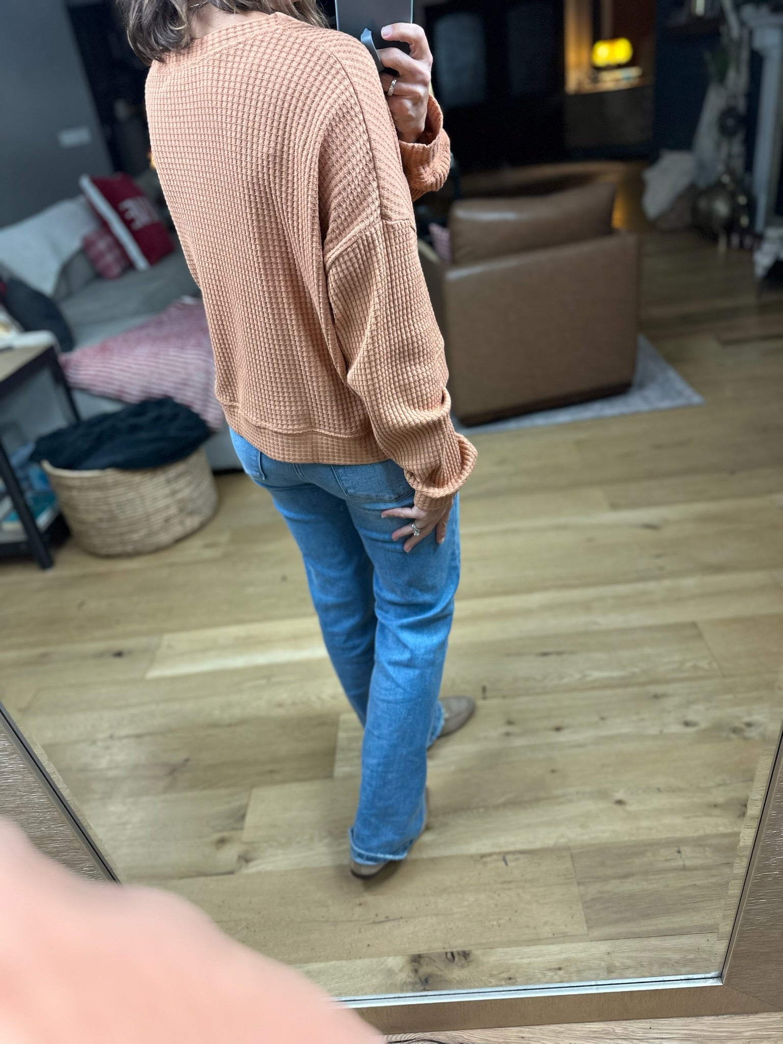 The Chloe Waffle Crew Top-Long Sleeves-By Together-Anna Kaytes Boutique, Women's Fashion Boutique in Grinnell, Iowa