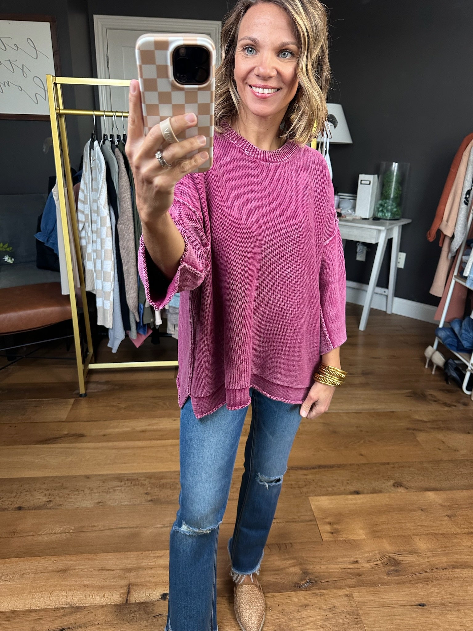 Maybe So Dolman Sleeve Top - Boysenberry-Easel-Anna Kaytes Boutique, Women's Fashion Boutique in Grinnell, Iowa