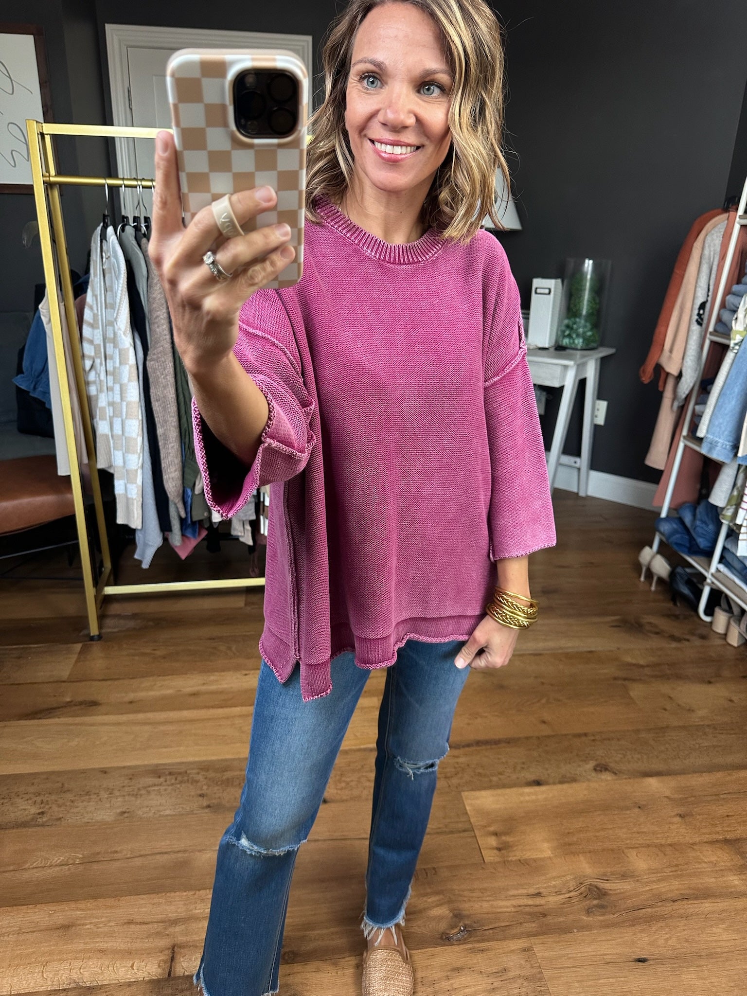 Maybe So Dolman Sleeve Top - Boysenberry-Easel-Anna Kaytes Boutique, Women's Fashion Boutique in Grinnell, Iowa