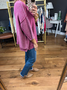 Maybe So Dolman Sleeve Top - Boysenberry-Easel-Anna Kaytes Boutique, Women's Fashion Boutique in Grinnell, Iowa