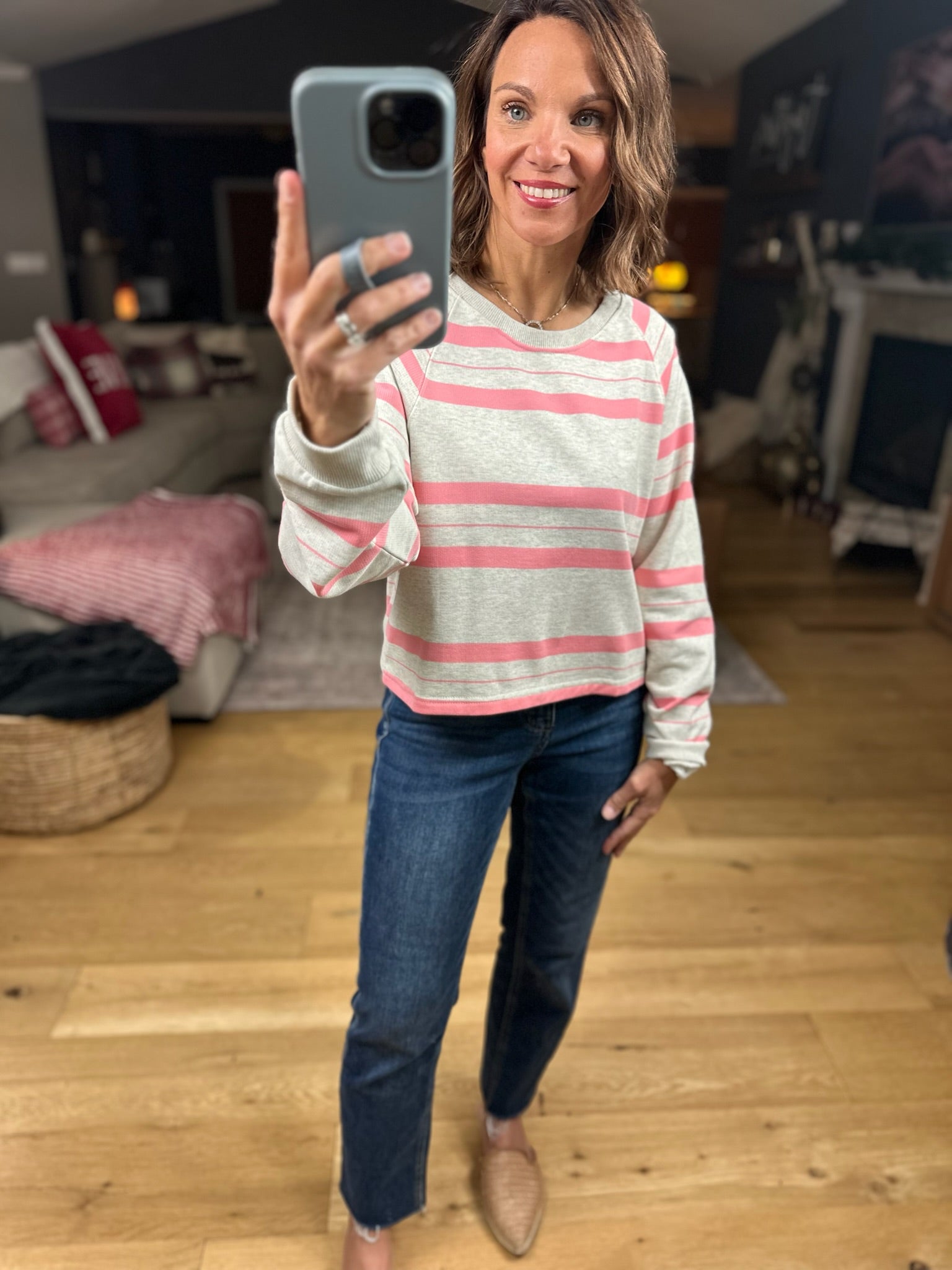 The Ava Striped Crew Top-Long Sleeves-By Together-Anna Kaytes Boutique, Women's Fashion Boutique in Grinnell, Iowa