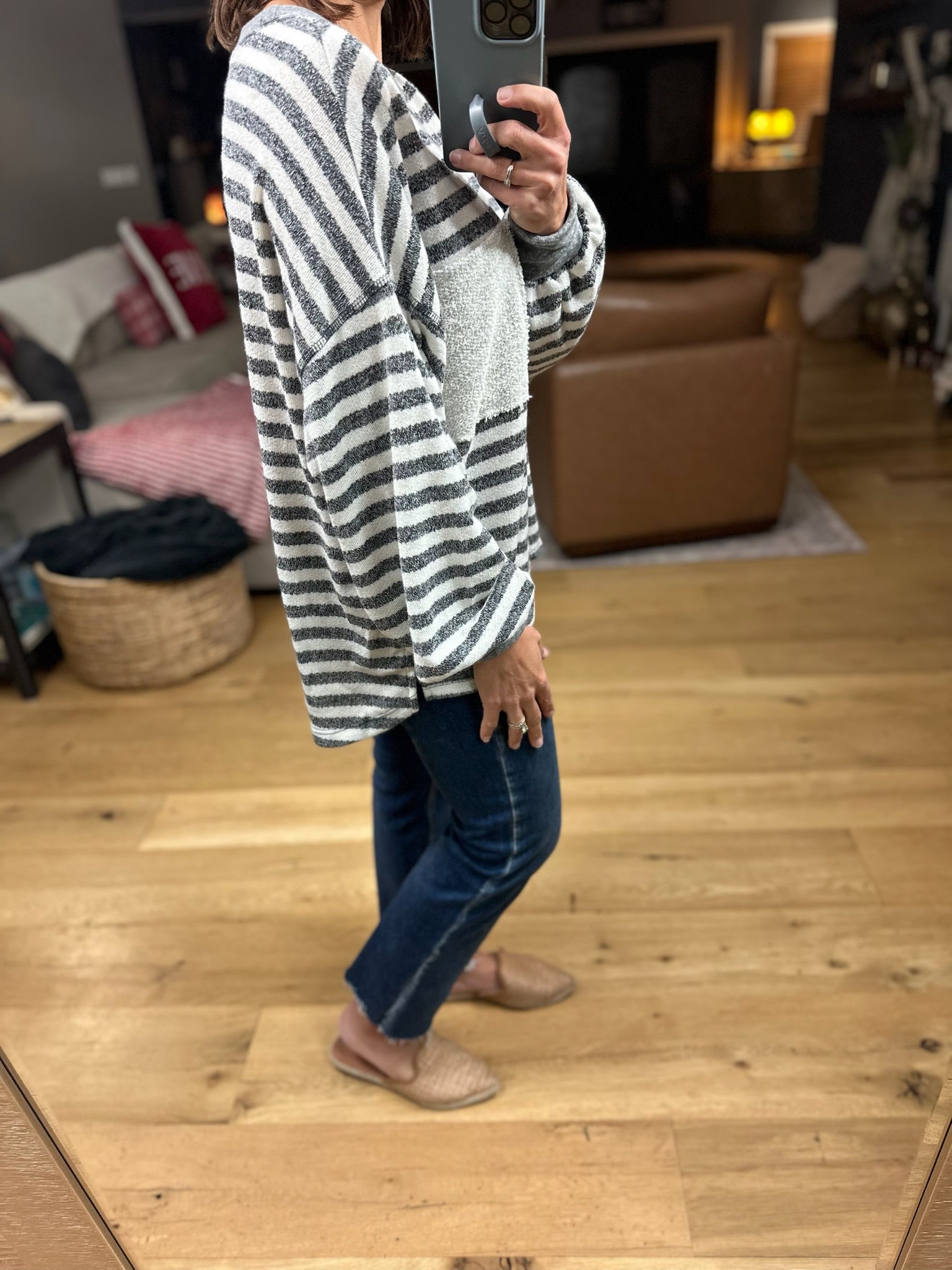 The Lindsey Striped Pocket Top-Long Sleeves-By Together-Anna Kaytes Boutique, Women's Fashion Boutique in Grinnell, Iowa