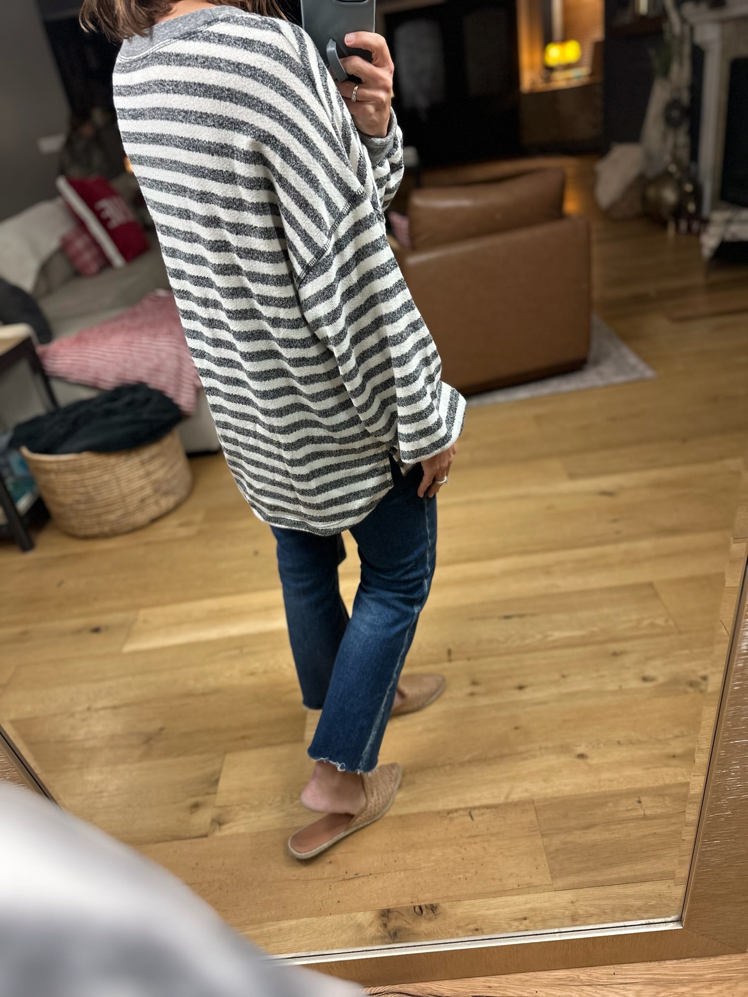 The Lindsey Striped Pocket Top-Long Sleeves-By Together-Anna Kaytes Boutique, Women's Fashion Boutique in Grinnell, Iowa