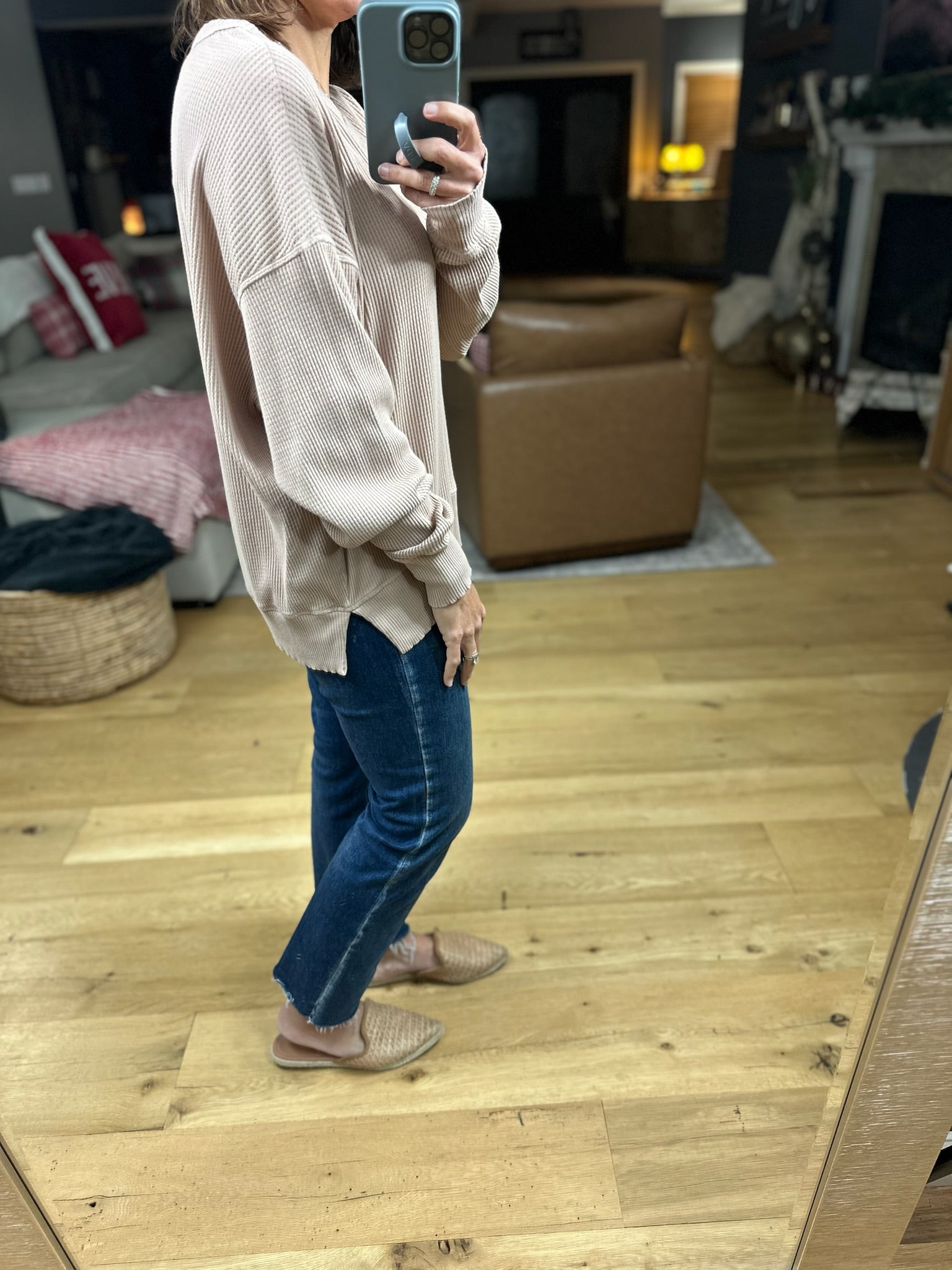 My Theory Waffle Long Sleeve Top-Long Sleeves-By Together-Anna Kaytes Boutique, Women's Fashion Boutique in Grinnell, Iowa