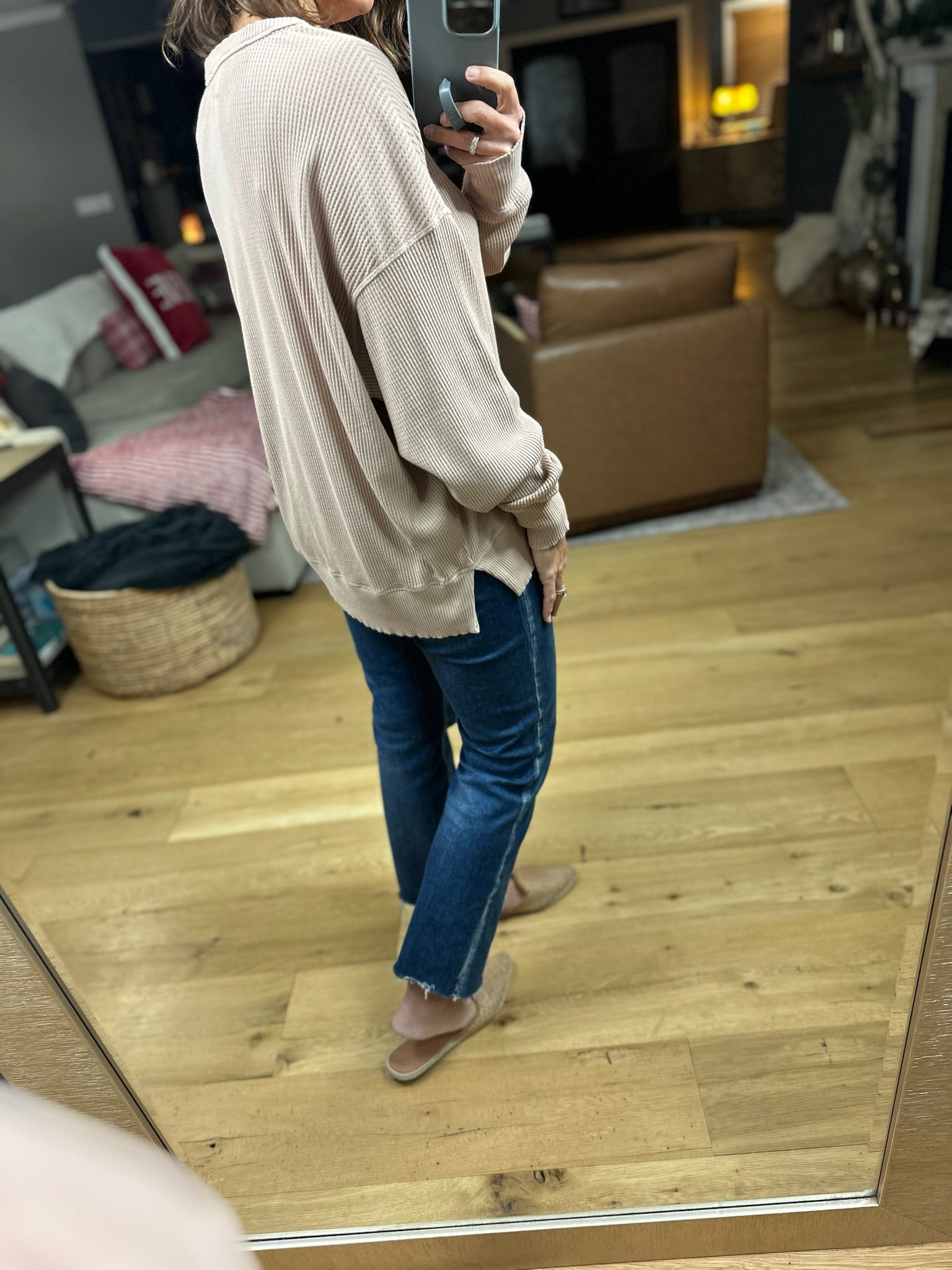 My Theory Waffle Long Sleeve Top-Long Sleeves-By Together-Anna Kaytes Boutique, Women's Fashion Boutique in Grinnell, Iowa