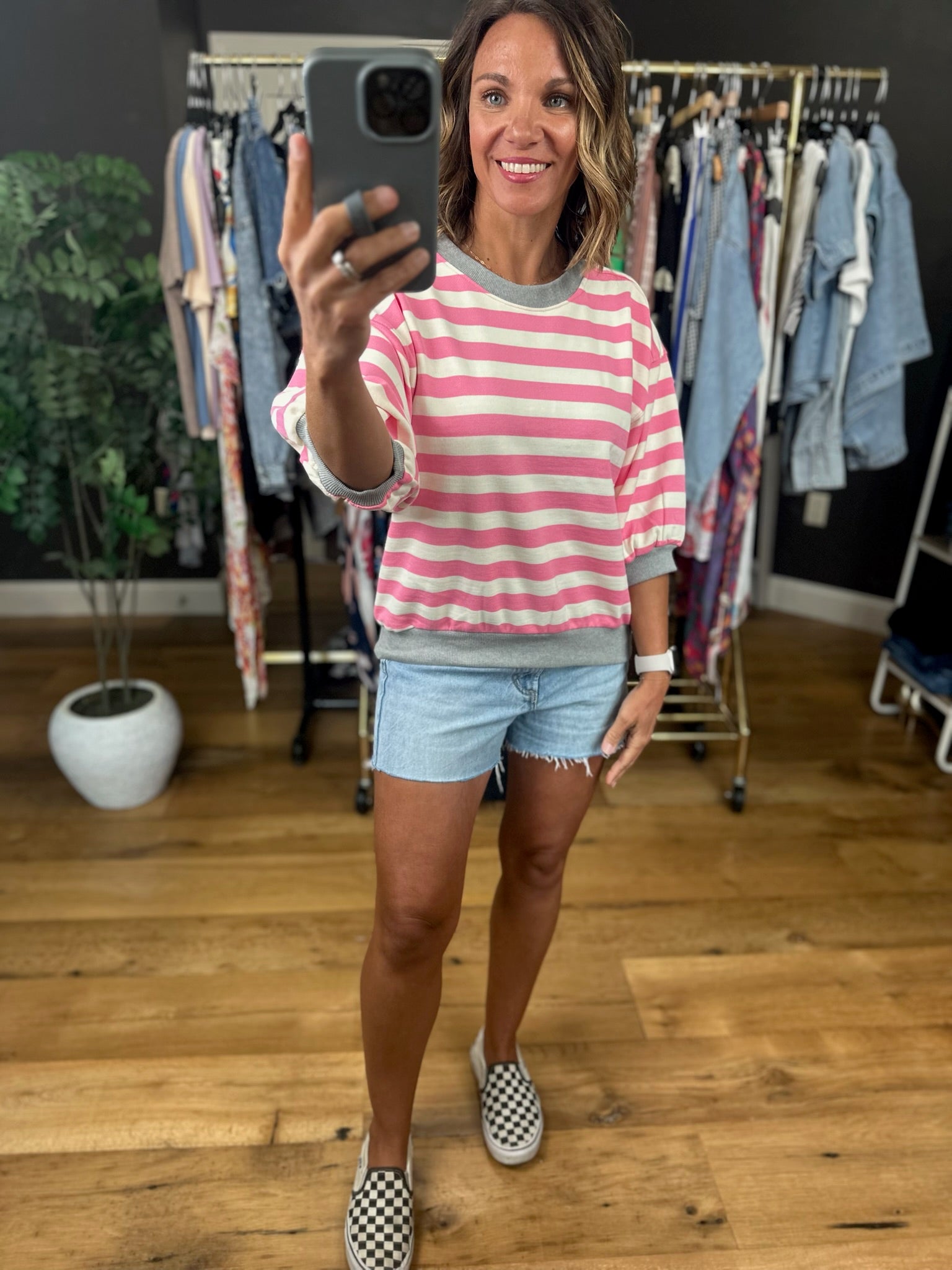 The Right Move Striped Top-Short Sleeves-Glam-Anna Kaytes Boutique, Women's Fashion Boutique in Grinnell, Iowa