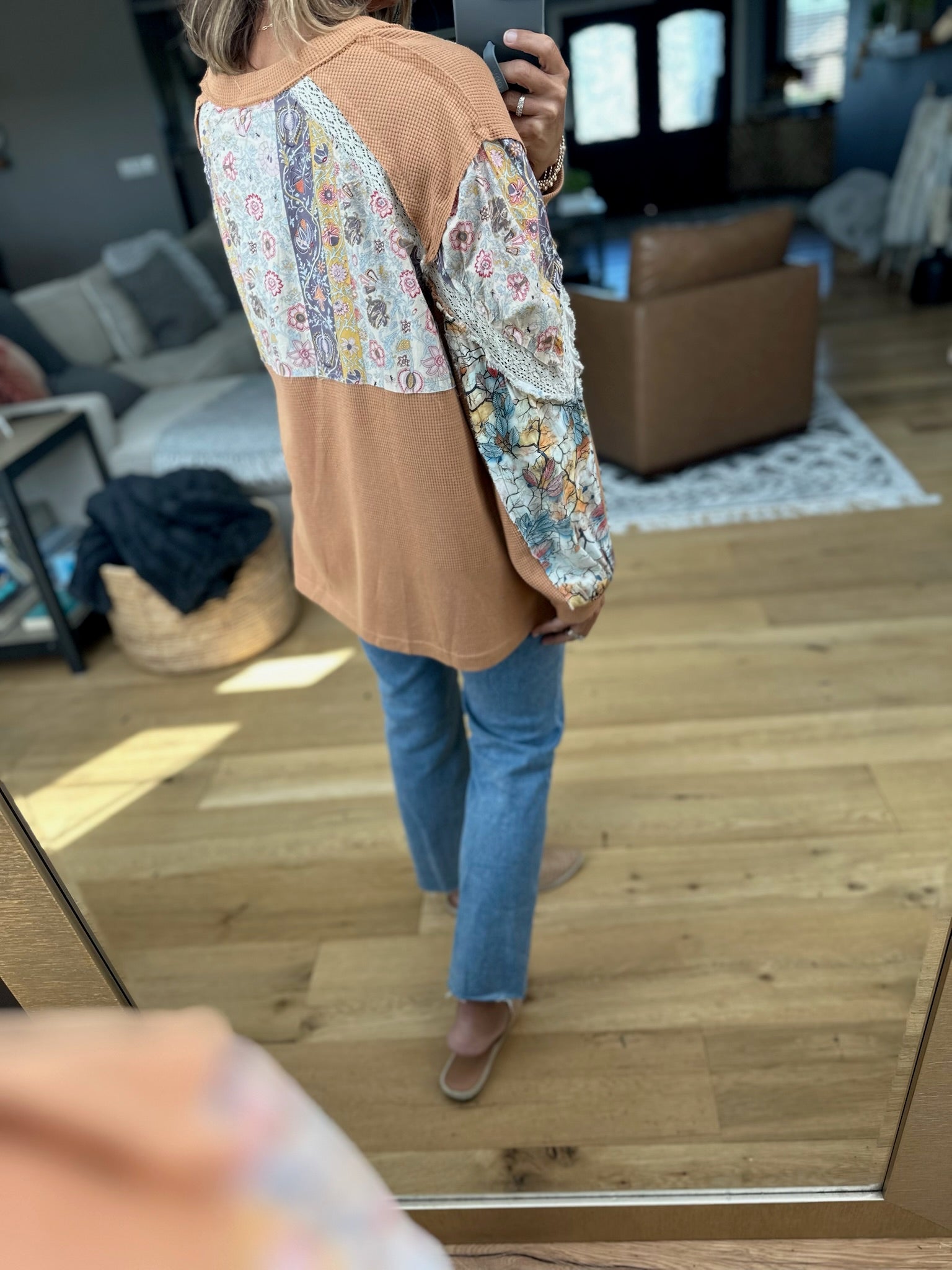 More Than Fall Waffle Top-POL-Anna Kaytes Boutique, Women's Fashion Boutique in Grinnell, Iowa